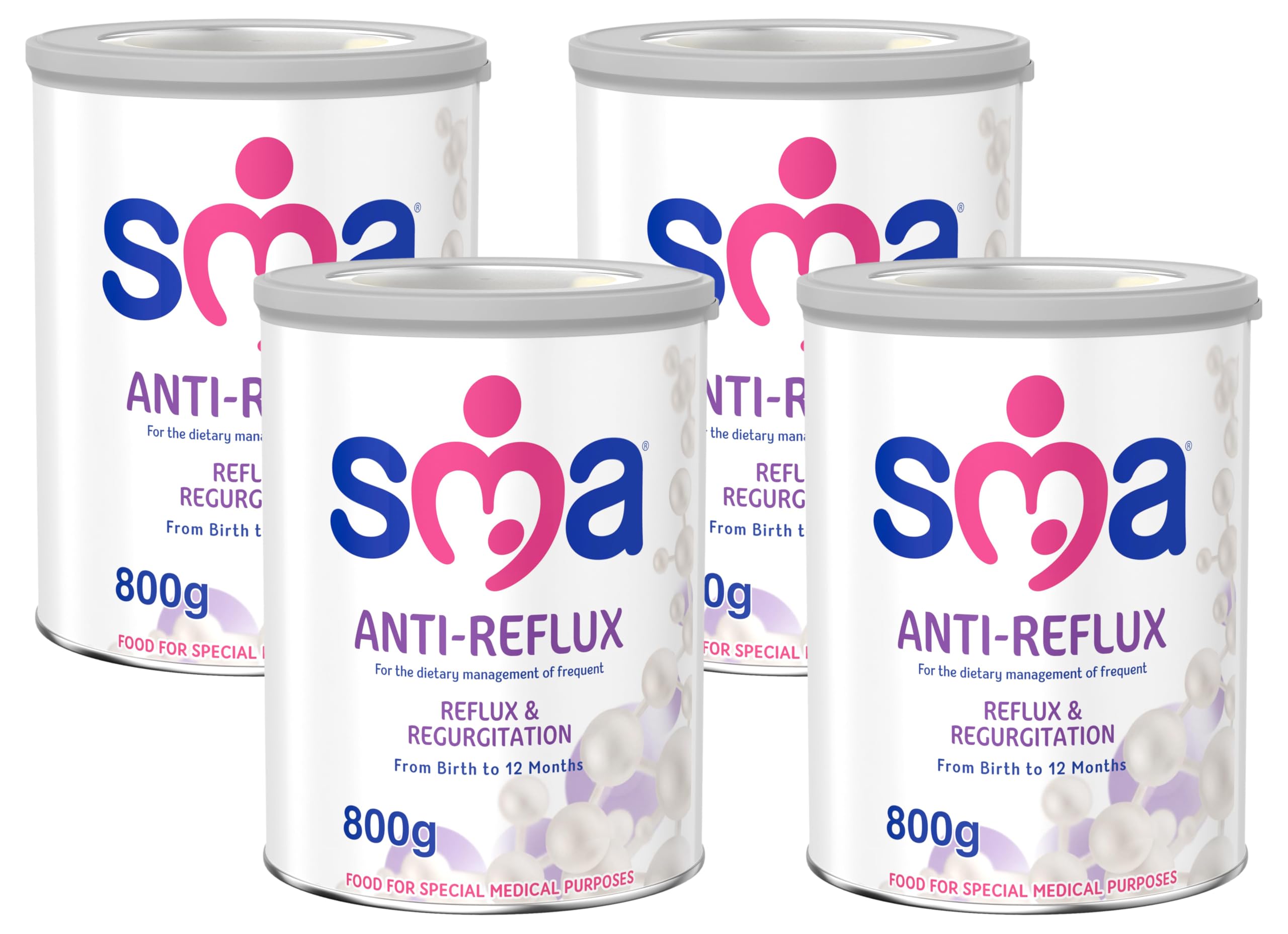 SMA Anti Reflux Baby Milk Powder Formula, From Birth, 800g (Pack of 4)
