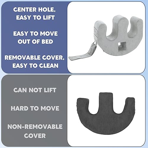 Miniatura 7 de MABOZOO Dispositivo de giro para pacientes con orificio para mango, almohada de terciopelo en forma de U, almohada de lactancia postrada en cama,