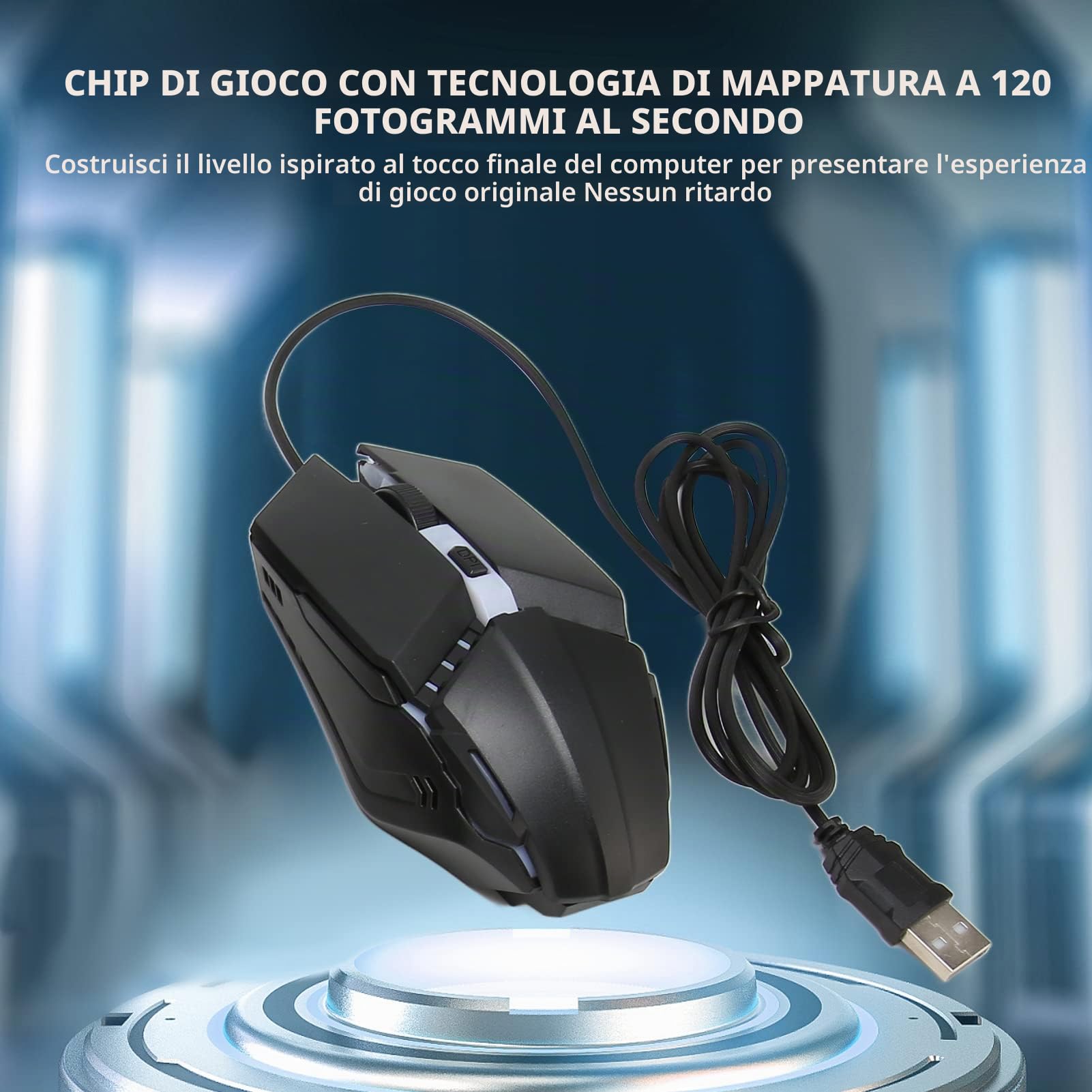 Combo Tastiera e Mouse da Gioco a Mezza Mano, Convertitore Mouse Tastiera Meccanica da Gioco 4 in 1, Tastiera Retroilluminata a LED a 39 Tasti Cablata per Android, Harmony, IOS da