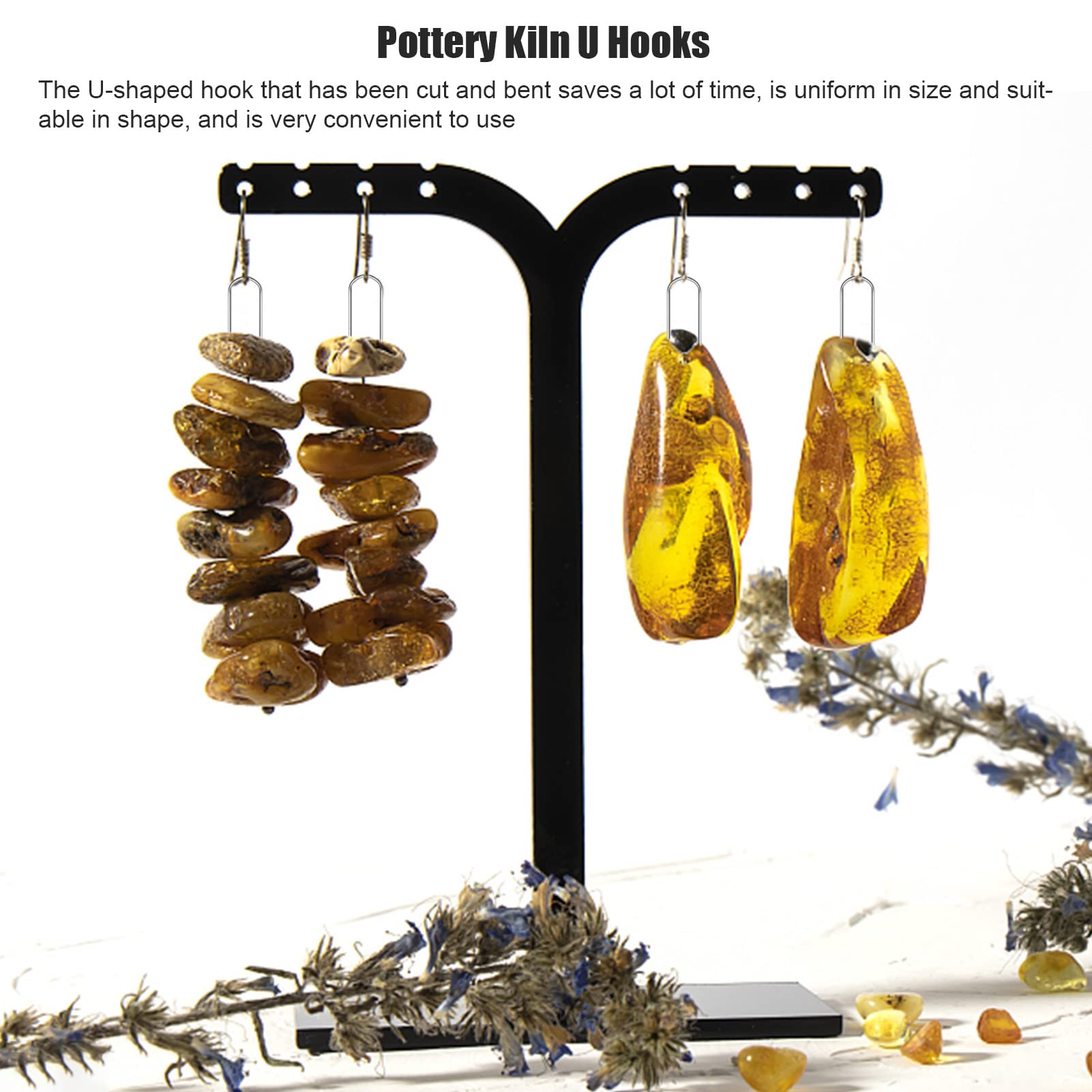 200 Pieces High Temperature Nichrome Wire jumping Rings , 21 Gauge with Plastic Storage Box , U Hanger Hooks for Pendant , Ceramic Ornaments , Fusing in Glass