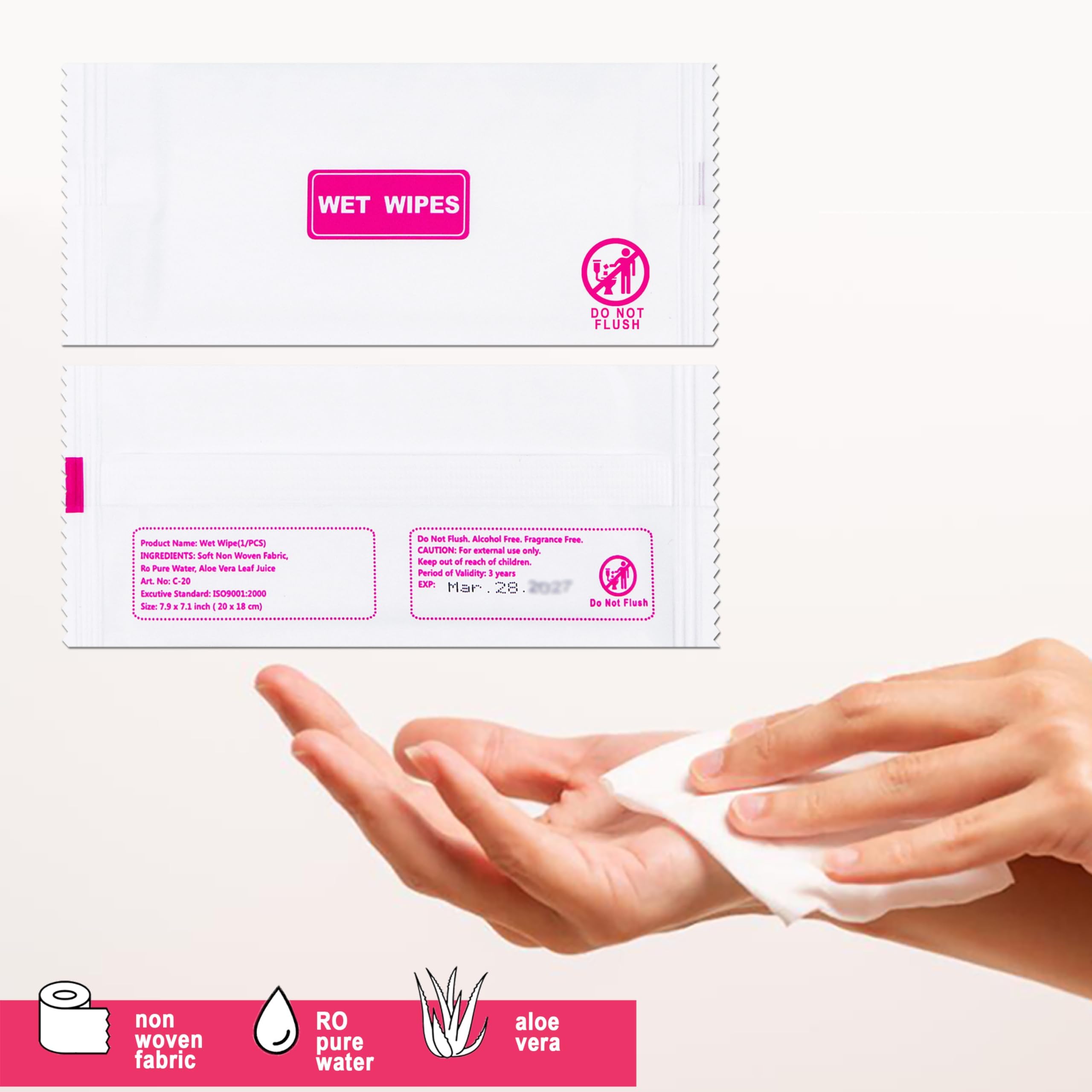 200 toallitas húmedas envueltas individualmente, toallitas de viaje, toallitas individuales a granel para viajes para manos, limpieza facial