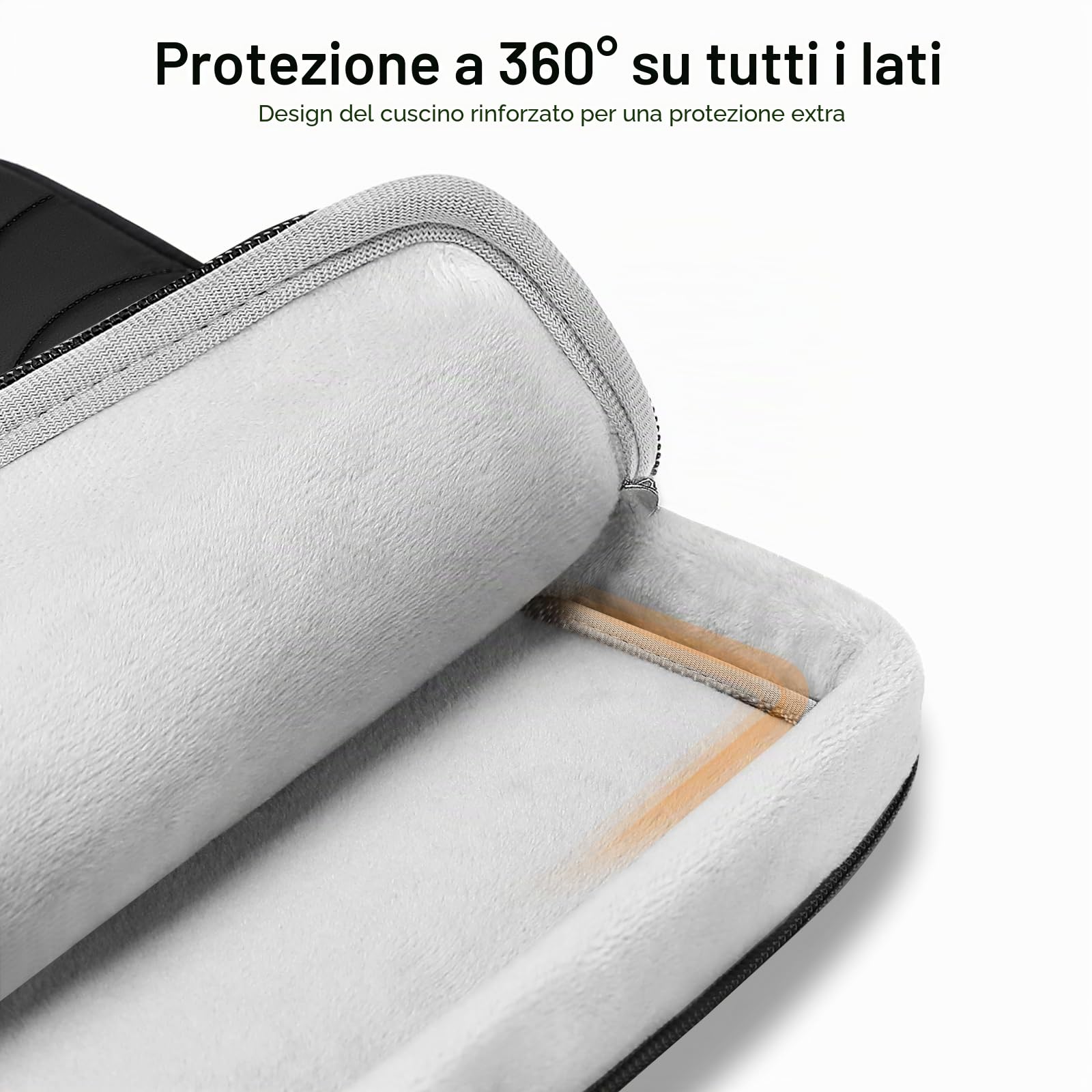 MOSISO 13.3 pollici Custodia Laptop Portatile Trasporto,13-14 pollici | Compatibile con MacBook Air 13 13.6/Pro 13/14,HP Dell Lenovo,Borsa Computer Trapuntata Water Ripple con Custodia Piccola,Nero