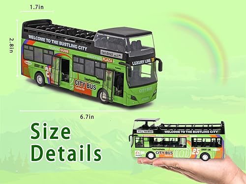 Miniatura 5 de Crelloci Autobús urbano de juguete, autobús de Londres fundido a presión para turismo de dos pisos, autobús urbano a escala 132, vehículo de juego