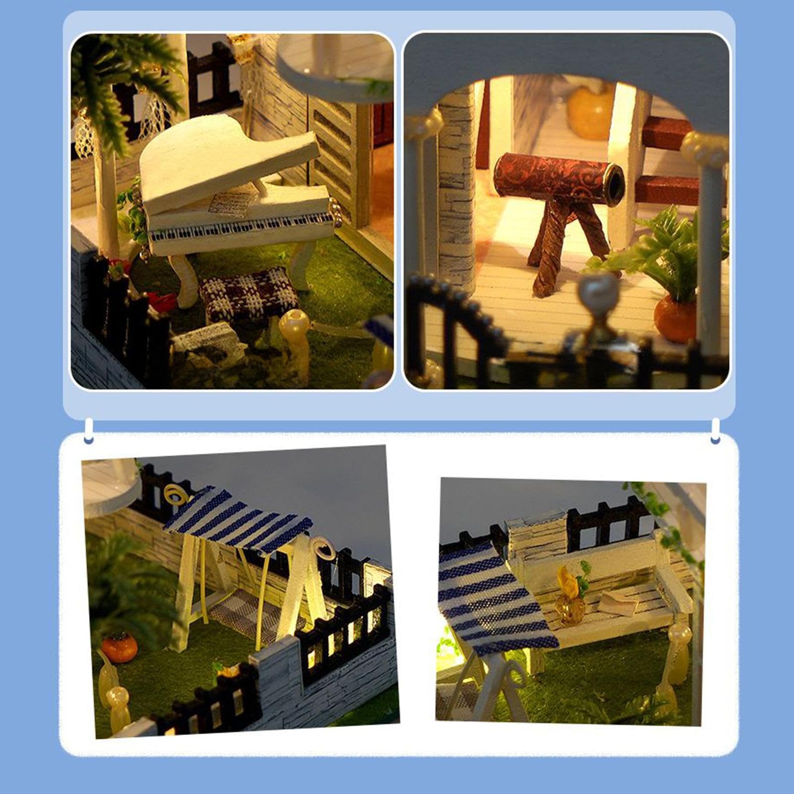 Kit per Creare Case in Miniatura | Modello 3D di Villa in Legno da Costruire con Luci LED,Set Creativi Fatti a Mano per Decorazione Casa Ragazzi Ragazze Adulti Famiglia Amici