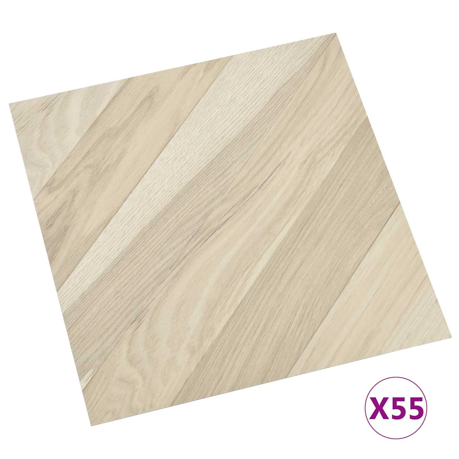 Samoprzylepne deski podłogowe, beżowe, PCW, 55 sztuk, 5,11 m², wykładzina podłogowa do salonu, sypialni, kuchni, korytarza, łazienki, z izolacją akustyczną kroków, łatwe układanie i