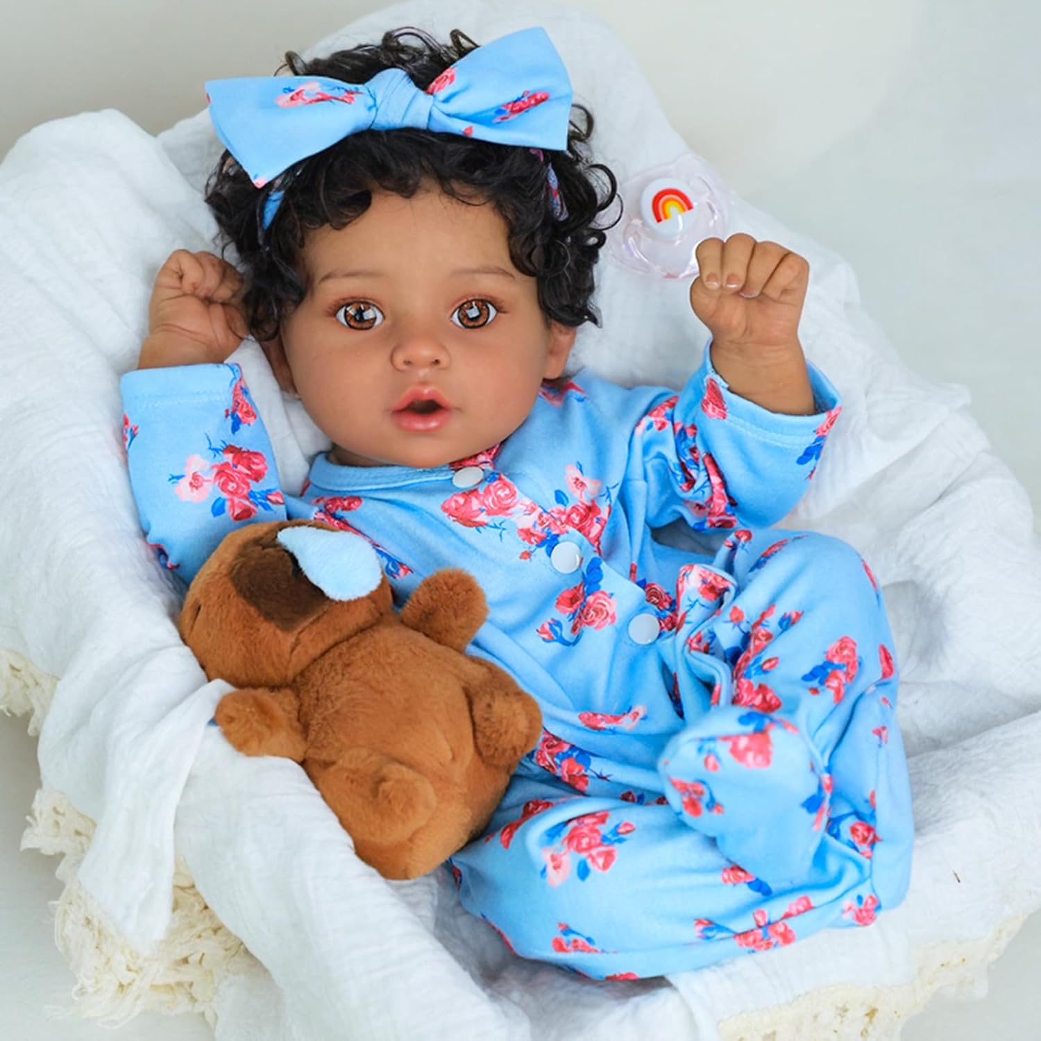 SCOM Lifelike Reborn Black Girl - 20 Inch African American Newborn Baby Girl, Real Life Baby Dolls with Weighted Soft Cloth Body for Kids Age 3 + - Image 2