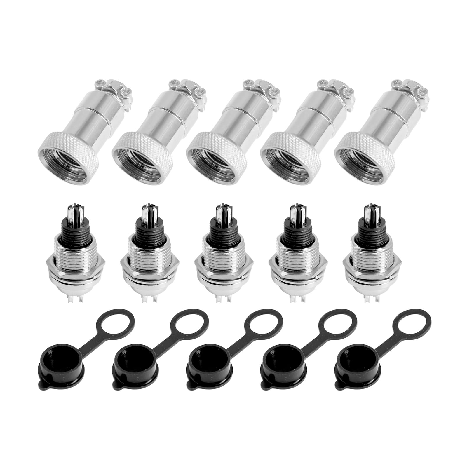 5 Connecteurs Aviation GX12 4 Broches – Mâle/femelle, Métal Laiton Plaqué Or, 125V 10A – Pour Instruments, Surveillance