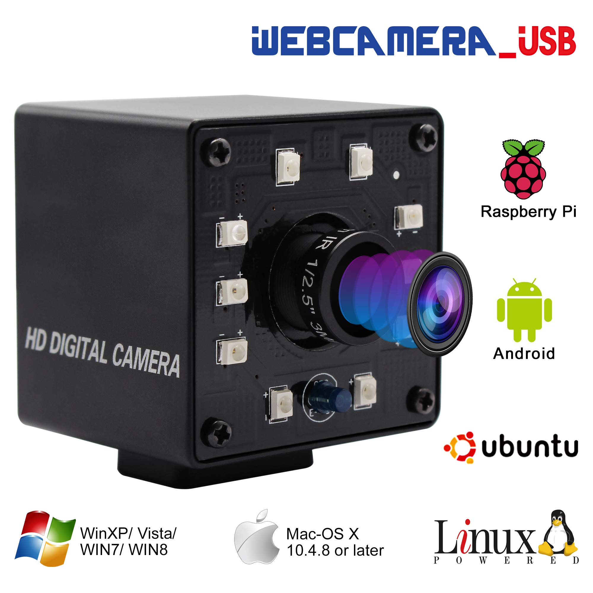 100fps Night Vision USB Camera 1/2.7" CMOS OV2710 Web Cam Full HD 1080P USB with Camera Mini Infrared USB2.0 Webcam with IR Cut and 10pcs Led BoardWebcamera with 3.6mm Lens for Android Windows Linux