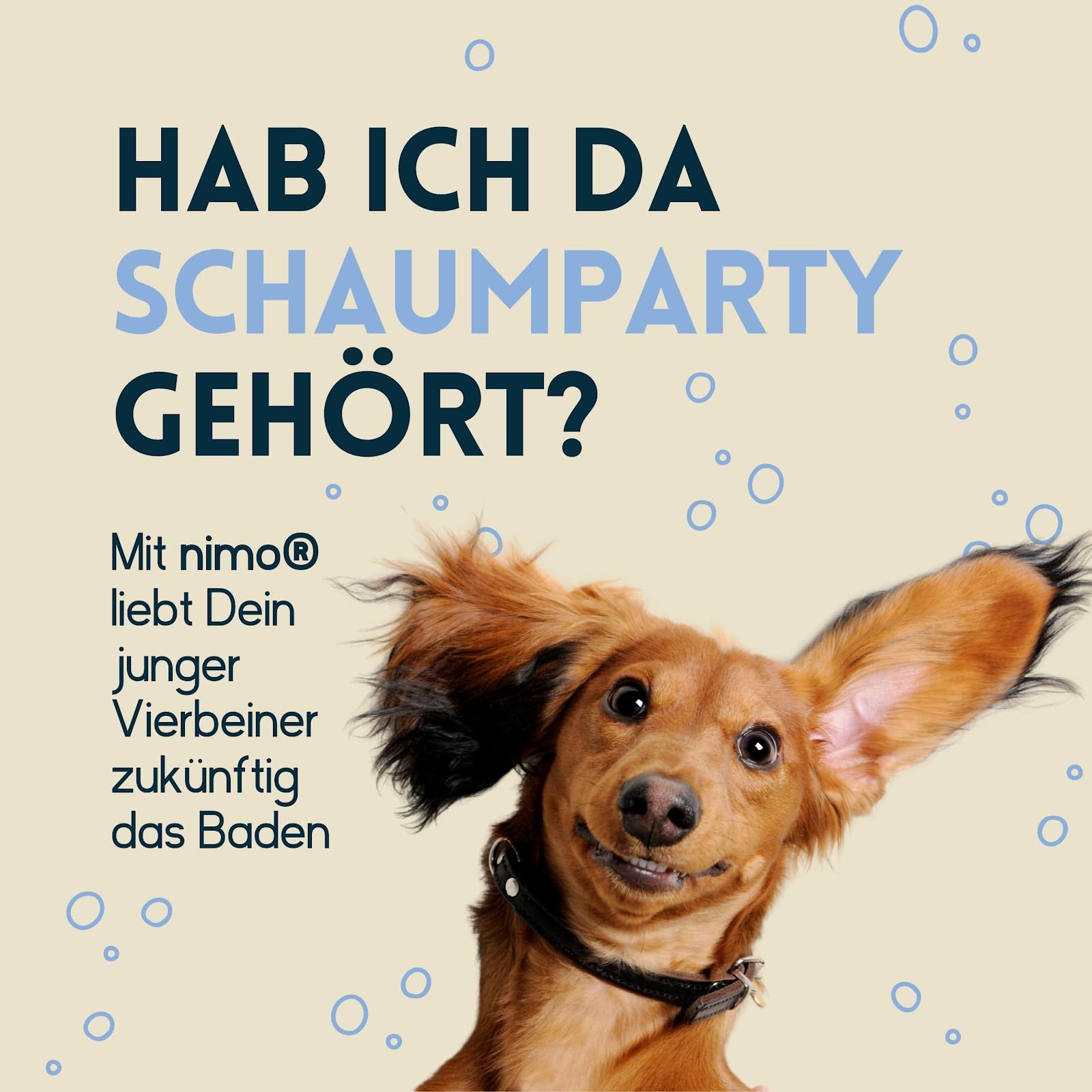 nimo® Welpen Shampoo sensitiv | ohne Duftstoffe & pH-Neutral mit Kollagen | für alle Hunderassen und Sensible, allergische Welpen | für bessere Kämmbarkeit & glänzendes Fell, 100% tierleidfrei