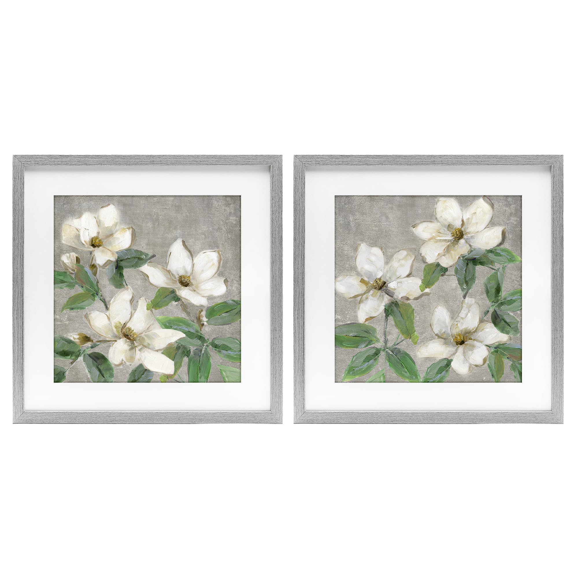 Stupell Industries Ivory Magnolia Blossom Serenity Ivory Magnolias Floral, 16 X 16 Inch Framed Print Under Glass Set