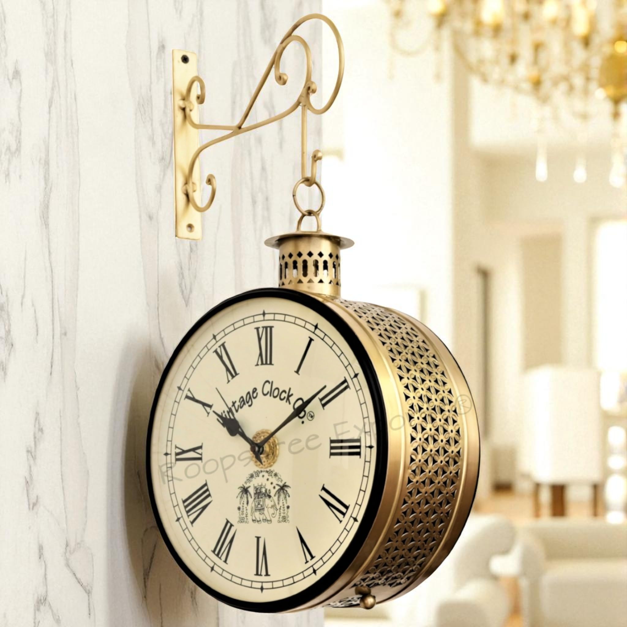 Buy Vintage Clock Handcrafted Double Side Wall Clock 1 Year