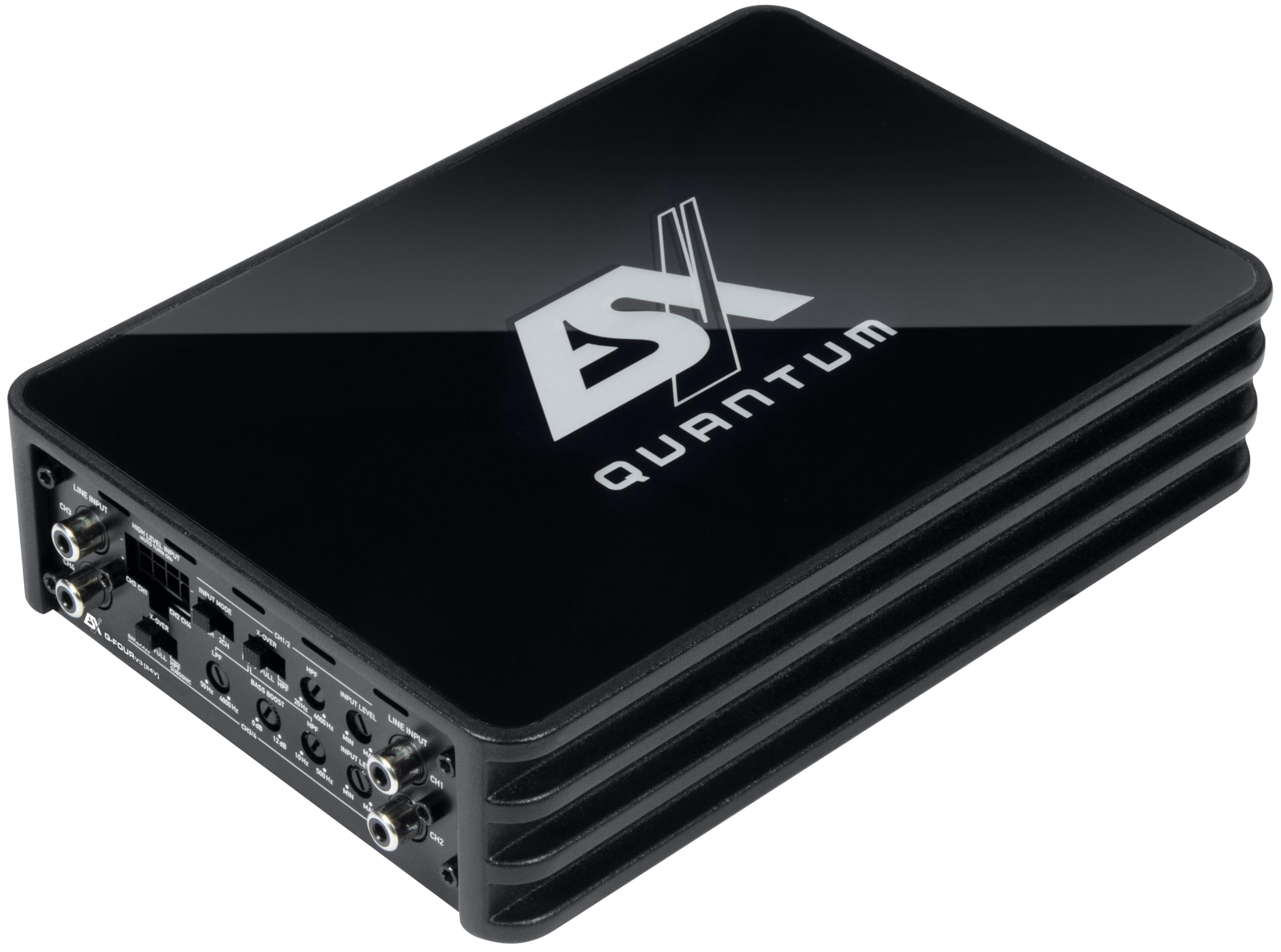ESX Q-FOURv3-24V - Amplificador digital compacto de 4 canales Clase D | 4 x 100/120 W RMS @ 4/2 ohmios de la serie Quantum | 24 voltios