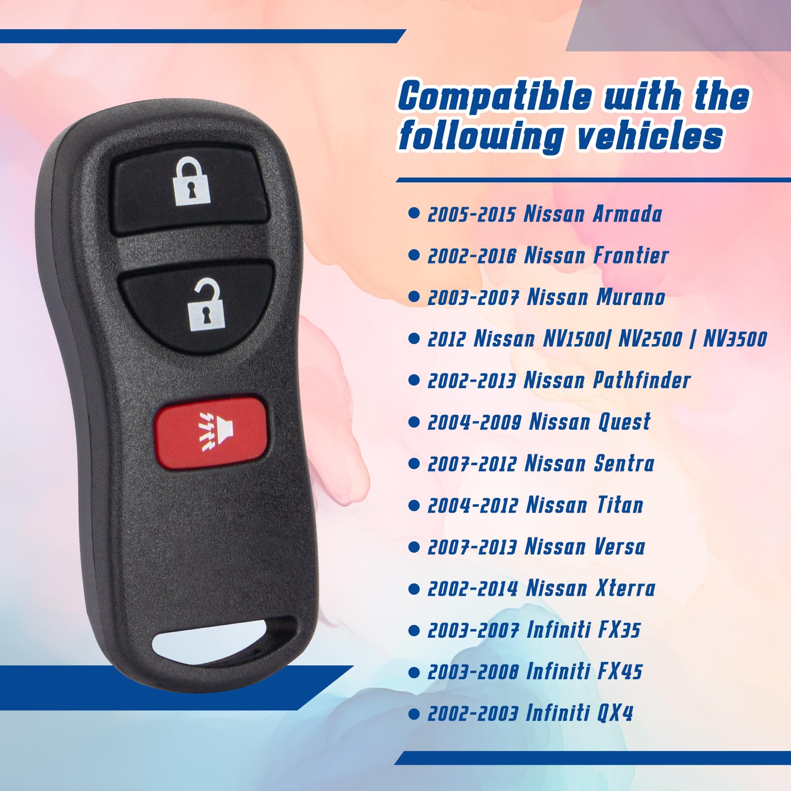NPAUTO Key Fob Replacement – 2 Pack, Fits Nissan Frontier, Xterra, Titan, Pathfinder, Murano & More 3 thumbnail image