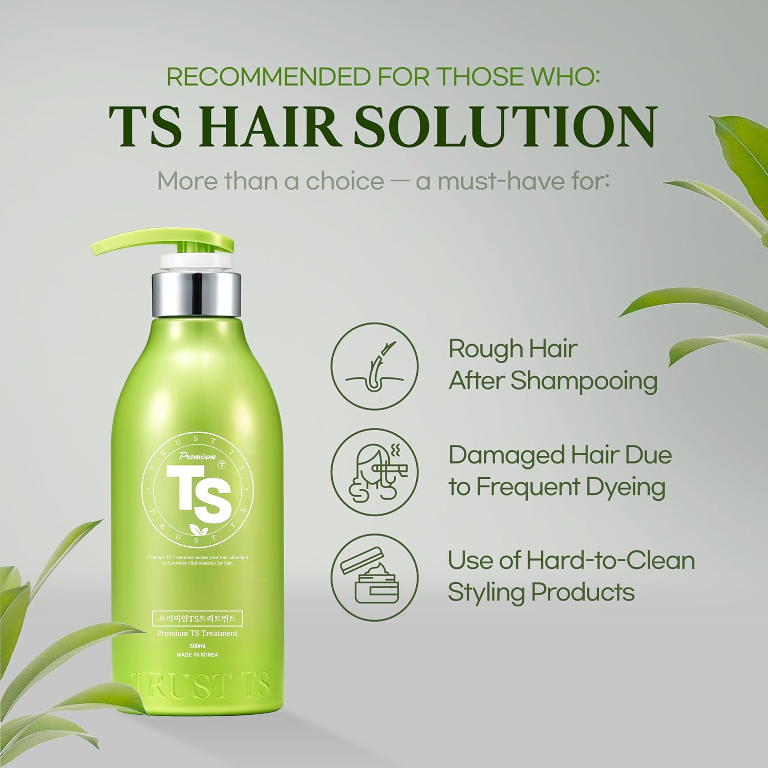 TS Premium TS Treatment | Korean Hair Care with Argan Oil & Shea Butter | Repairs Damaged, Weak Hair | Soothes Scalp Discomfort with Natural Plant Extracts (16.9 Fl Oz) - Image 5