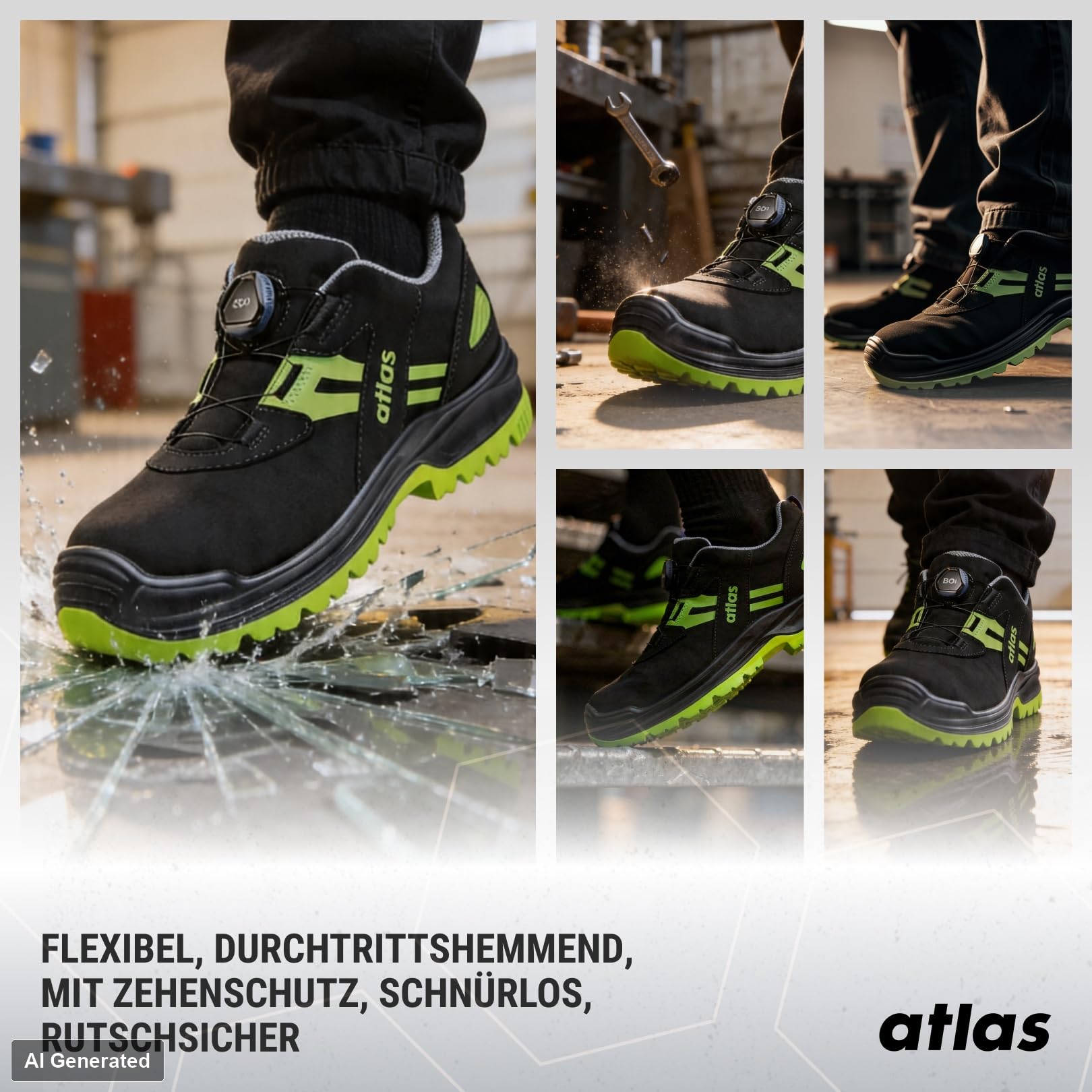 Atlas Flash 5255 XP BOA ESD półbuty S3 aluminiowa nasadka XP, bez metalu, materiał wierzchni SportLine, system BOA Fit