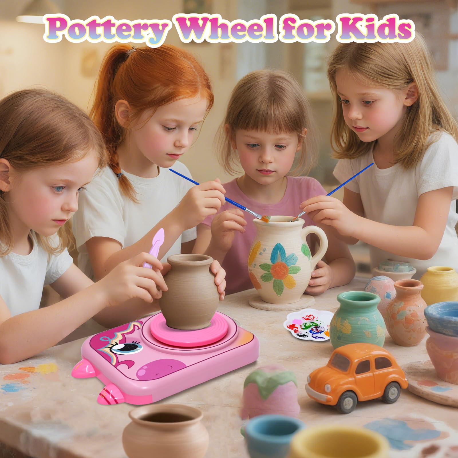 Unicorn Pottery Wheel Kit for Kids - Air Dry Clay -6