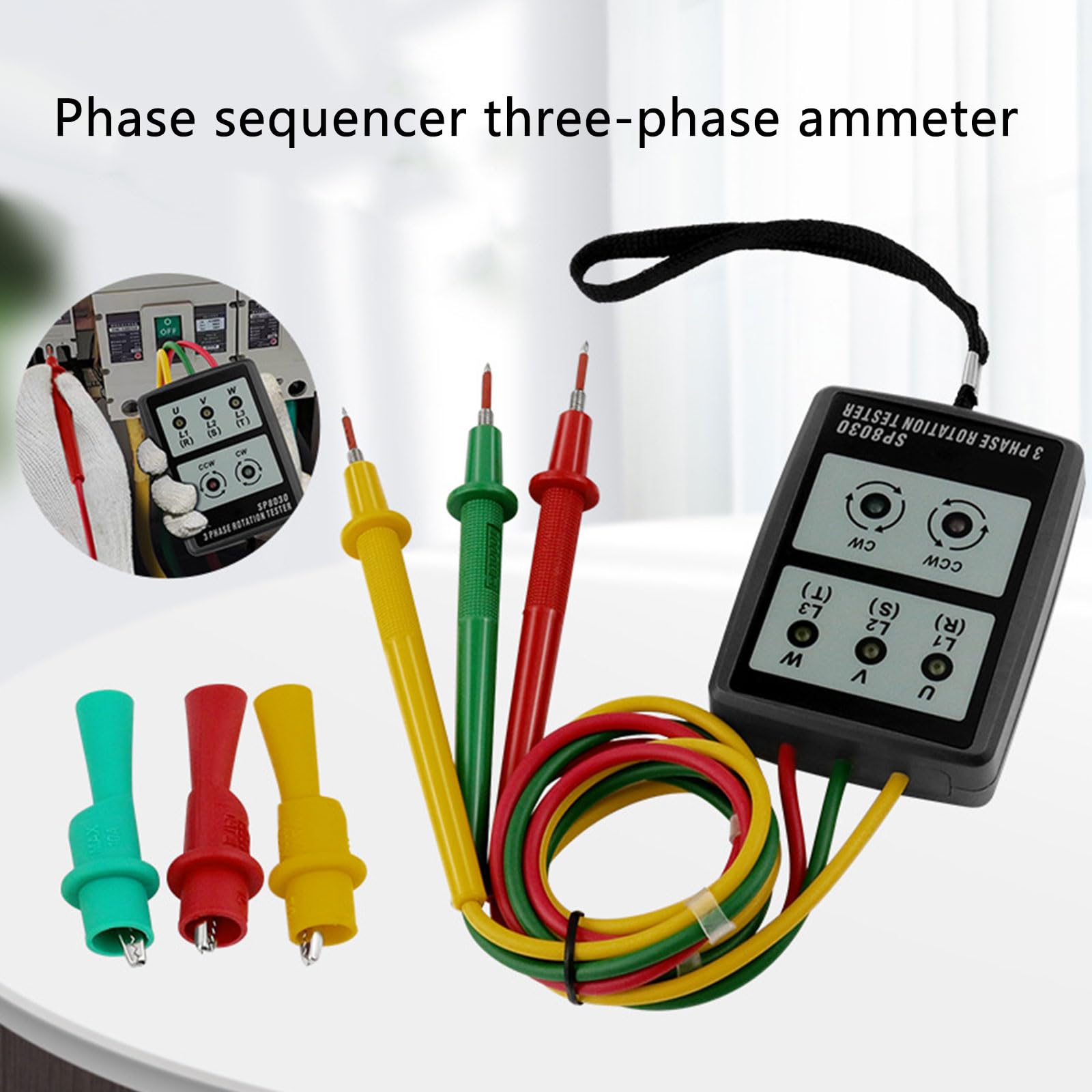 Testeur Séquences À 3 Phases Vérificateur Rotation Phase Indicateurs Phase 20Hz-400Hz Détecteurs Commande Séquenceur Phase 60-600V