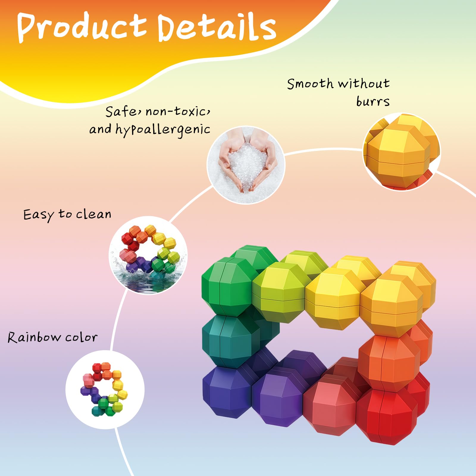Sensory Fidget Toys for Kids Autism and ADHD Stress Relief Rainbow Fidget balls - Image 4