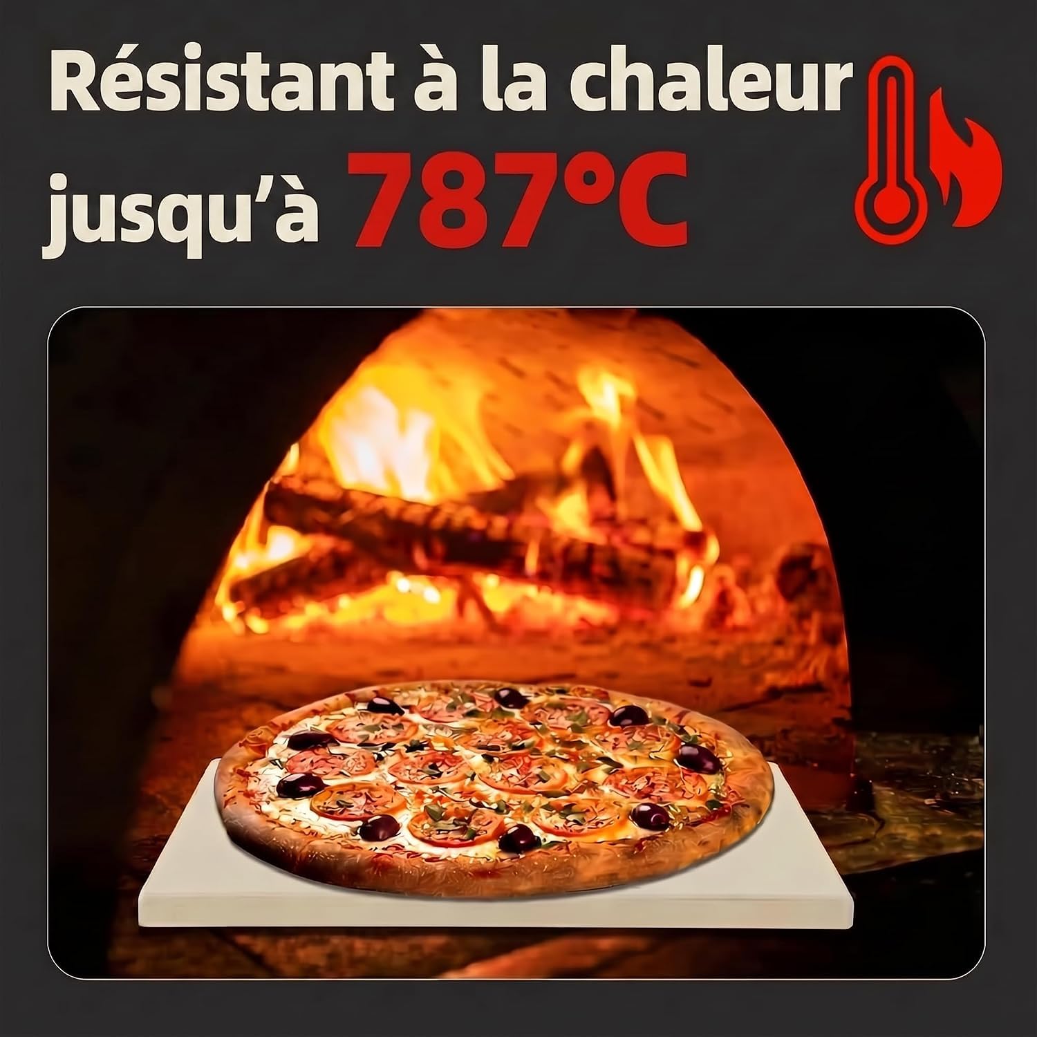 Pierre à pizza carrée 32 cm en cordiérite
