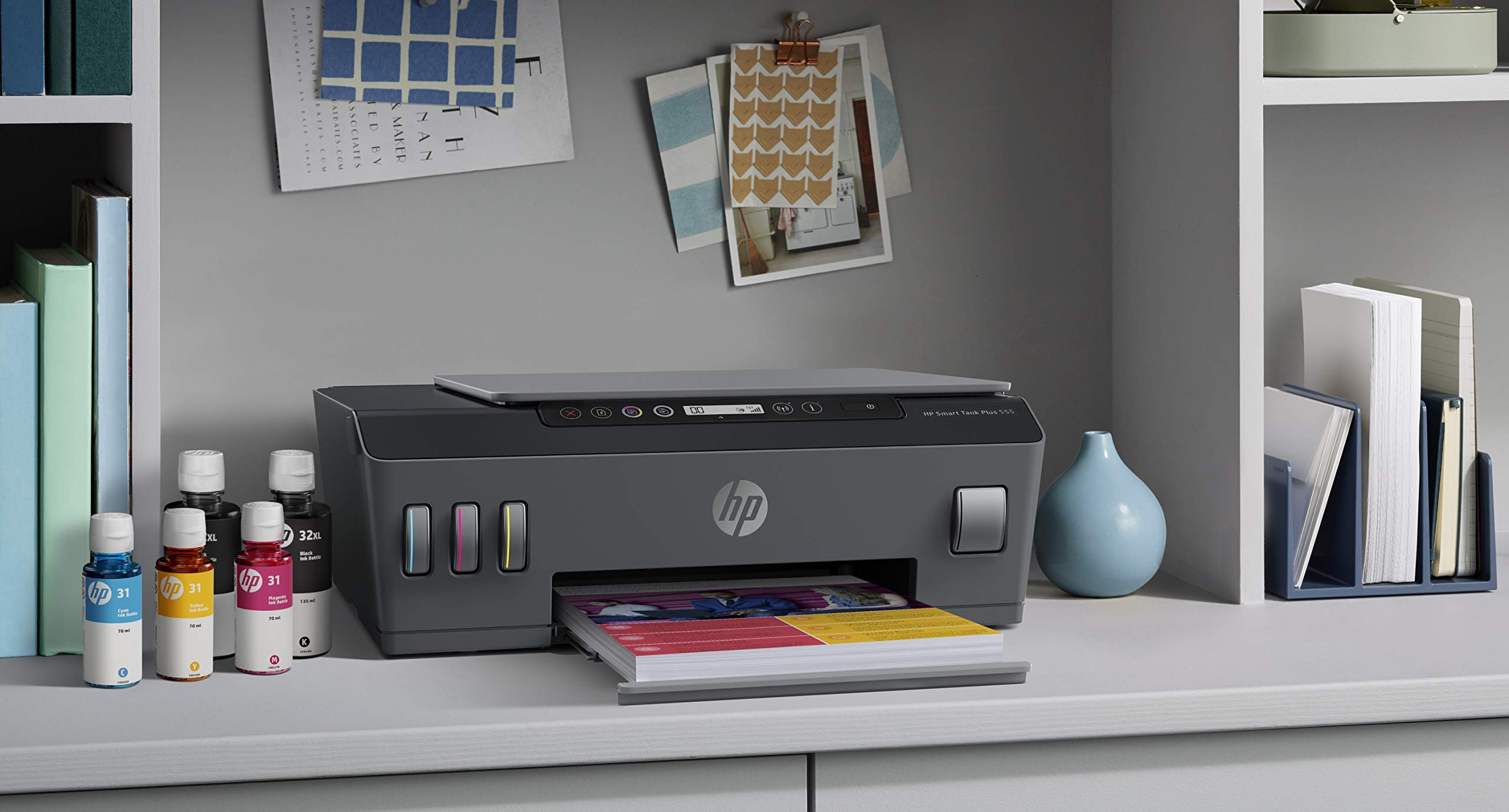 HP Smart Tank Plus 555 3-in-1 Multifunktionsdrucker (WLAN; Mobiles Drucken) – 3 Jahre Tinte inklusive, 3 Jahre Garantie, großer Tintentank, hohe Reichweite, Drucken in hoher Qualität