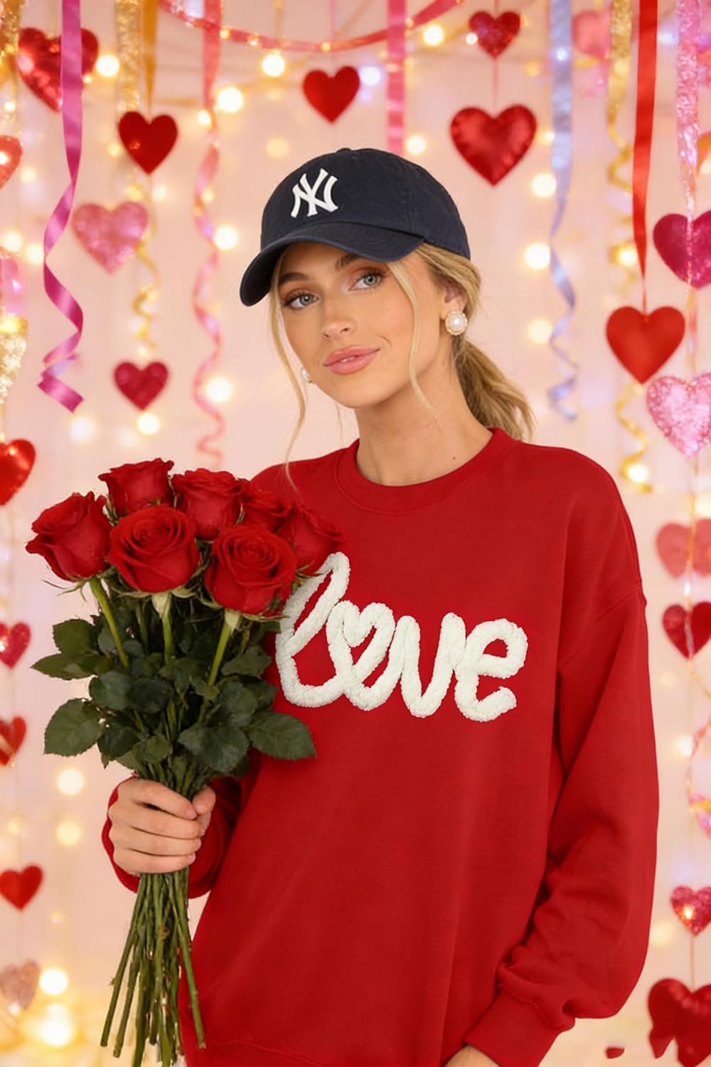 MAXIMGR Valentines Sweatshirt Women Teacher Valentine Shirts sequin Love Heart Graphic Tee Valentine's Day Gift Pullover - Image 3