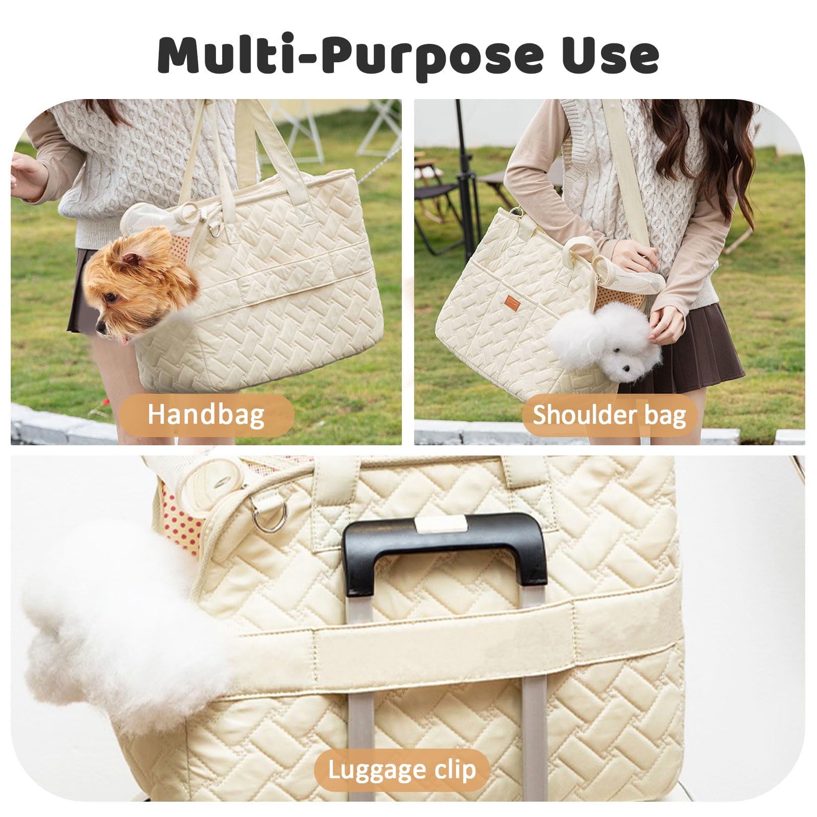 Hundetasche für Kleine Hunde Tragetasche Hund Hundetragetasche bis 5kg Hundetransporttasche 41 x 30 x 18 cm, Faltbar, Atmungsaktiv, mit Sicherheitsgurt, für Kleine Hunde Kaninchen Katze