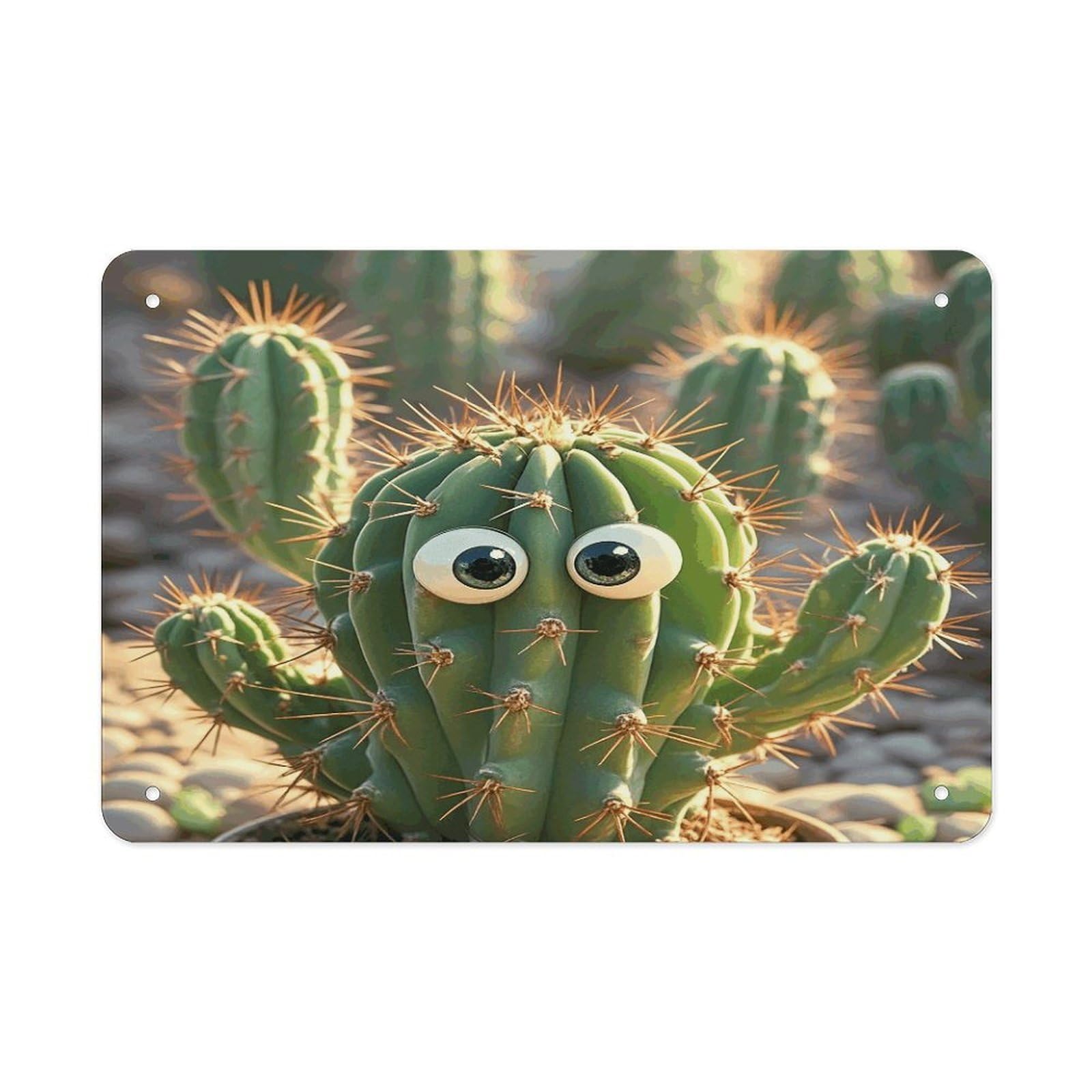 Fodpand Style Cute Cactus Wall Art Metal Signs Tin Sign