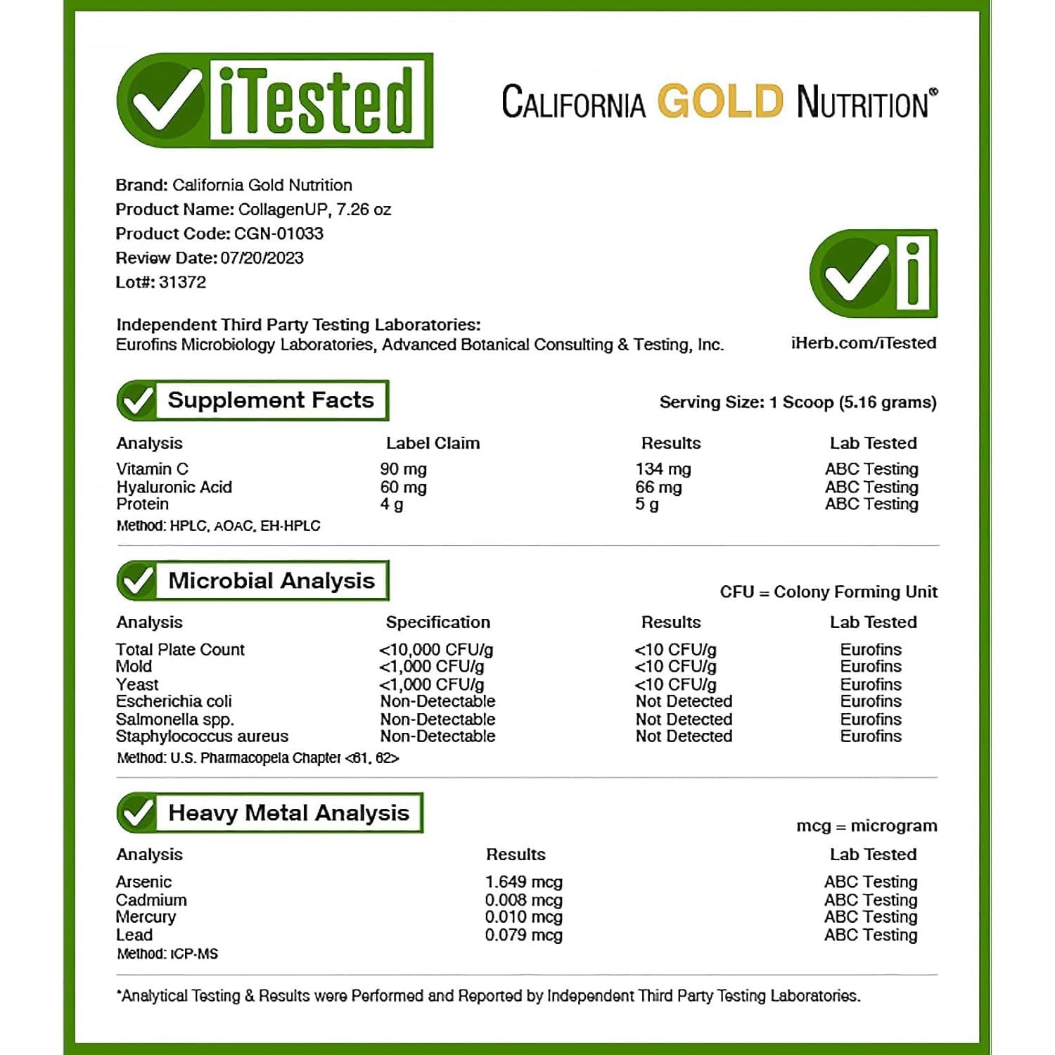 La California Gold Nutritiоn CollagenUP integratore in polvere a base di peptidi di collagene marino, acido ialuronico e vitamina C per salute di capelli pelle unghie ossa 206g + A&M Portapillole 1pz