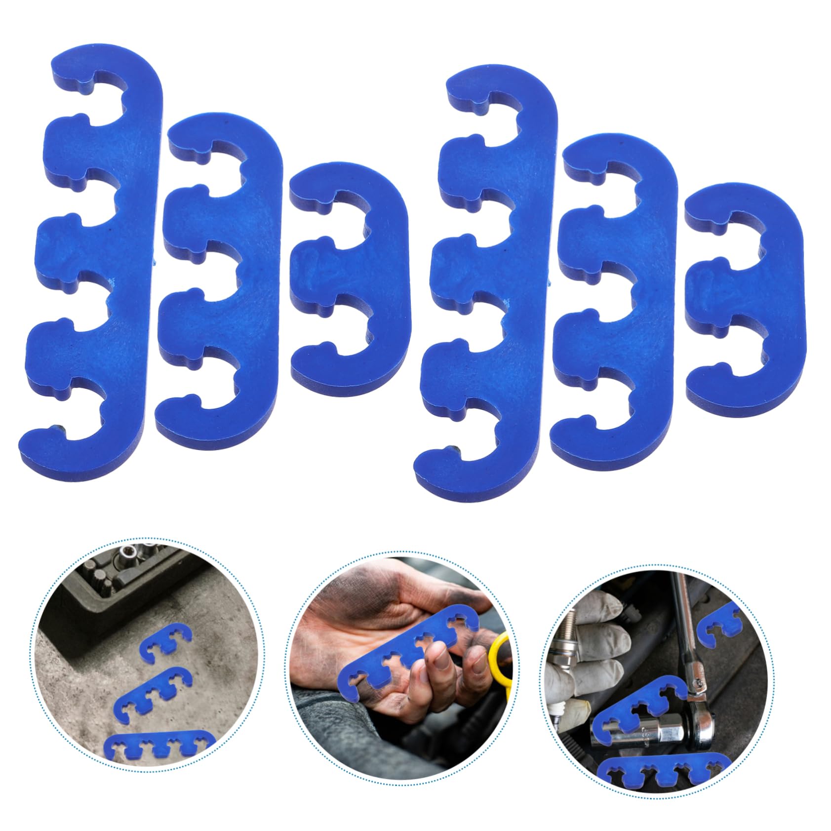 Amosfun Lot de 6 Supports de Fils de Bougie D’allumage 7-9 Mm Bleu pour Gestion Câbles Moteur Automobile Installation Simple Isolation Électrique