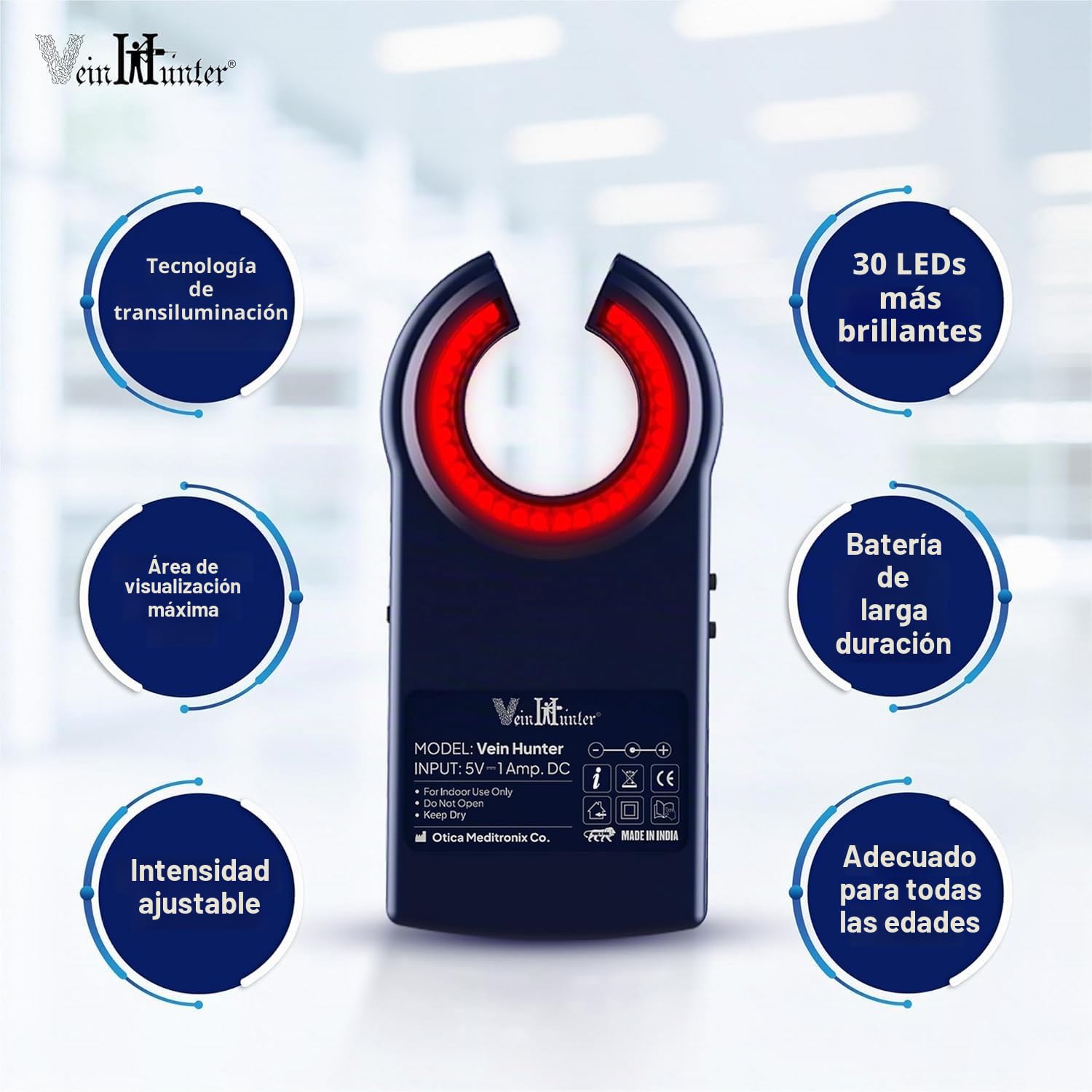 VeinHunter Detector de venas LED premium para todas las edades