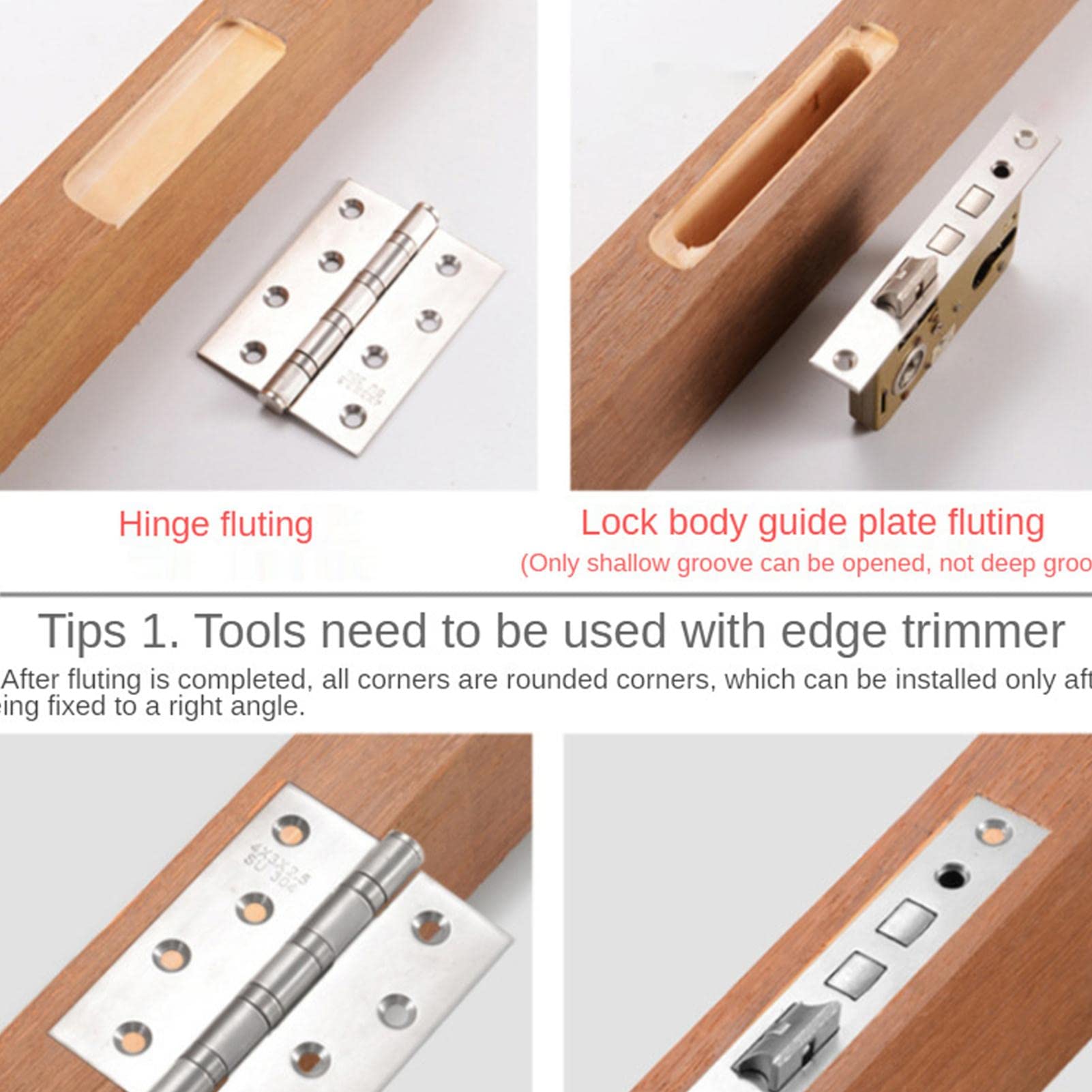 Plantilla de bisagra de puerta ajustable con abridor de agujeros y brocas para puertas de acero y madera, kit de fácil instalación para bisagras de puerta y cerraduras