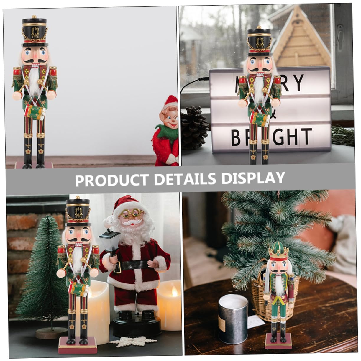 2 Piezas de Madera Decoración Navideña Adornos Festivos Soldado y para Hogar y Oficina