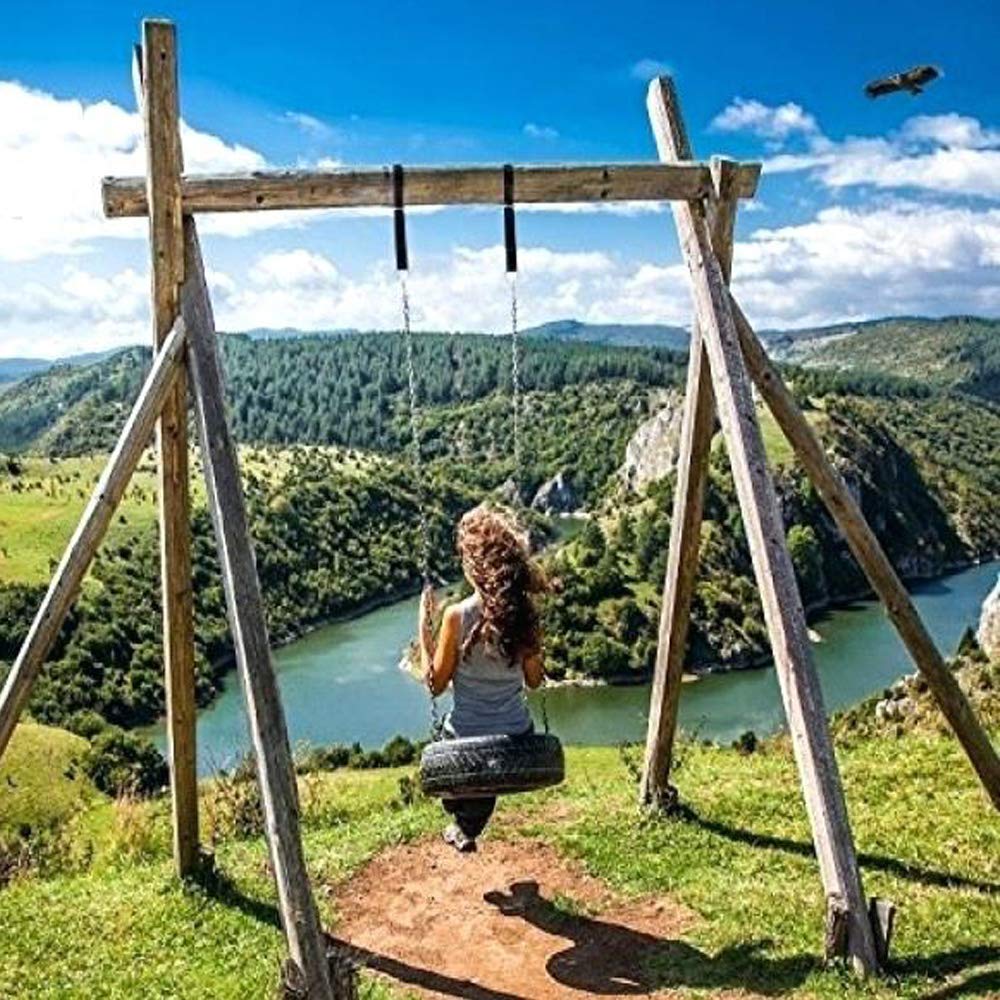 Anyoo Tree Swing Straps-Hängekit, haltbare 59 "Lange × 2" breite Gurte, schwere Stahlkarabiner, einfach und schnell, gut für Schaukeln und Hängematten
