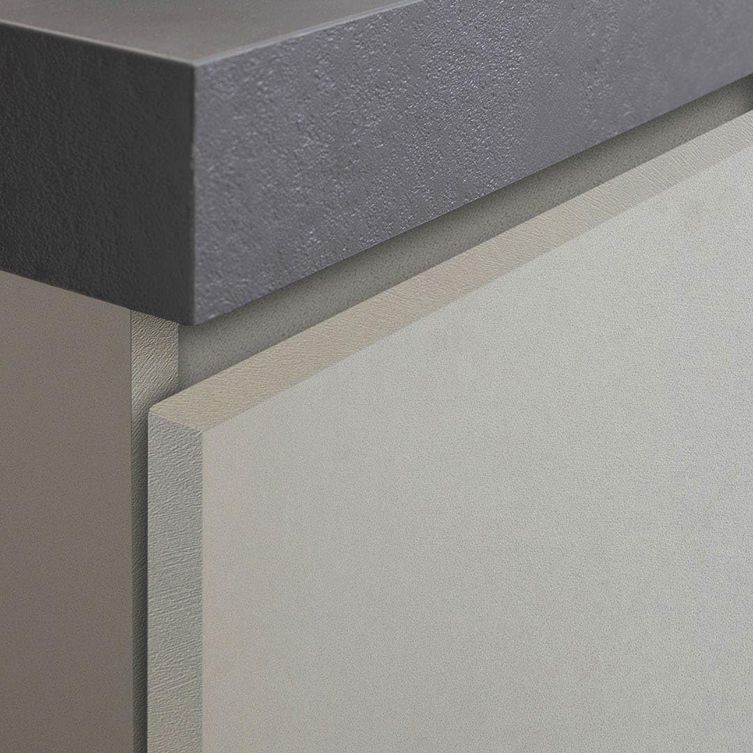 Kiamami Valentina - Mueble de baño suspendido de 120 cm con cajón Gris Perla, encimera Antracita, 2 lavabos de Resina y Espejo | Valentina