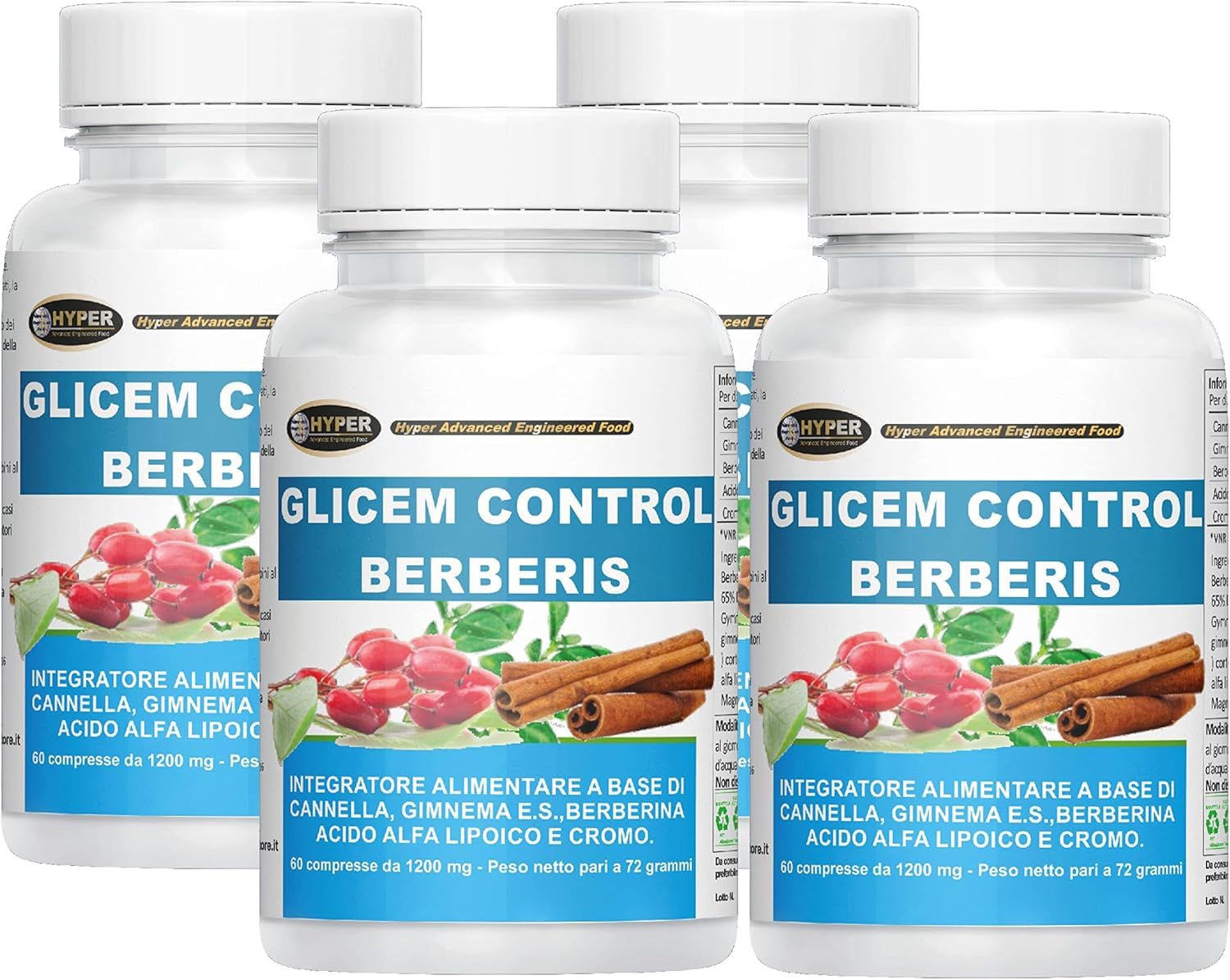GLICEM CONTROL BERBERIS 240 Compresse Berberina Cannella Gymnema Acido Alfa Lipoico Cromo Livello di Glicemia Metabolismo