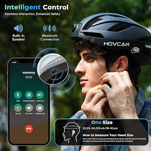 Miniatura 6 de Movcan RAW3 Helmet for Adult Men Women, Smart Bluetooth Helmet with Cameras Front HD 1080P Video Recorder, CPSC Certified