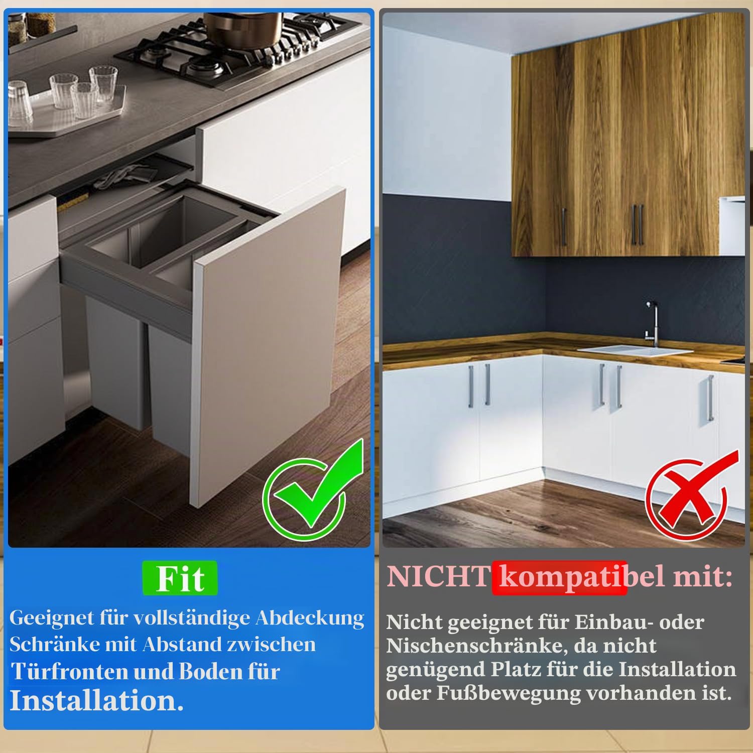 Schrankfußgriff für Müllschublade, freihändiger Müllöffner, langlebiges Edelstahl-Material, Schrankfuß-Design für Schranktüren in Küchen, Waschküche und Müllraum (weiß)