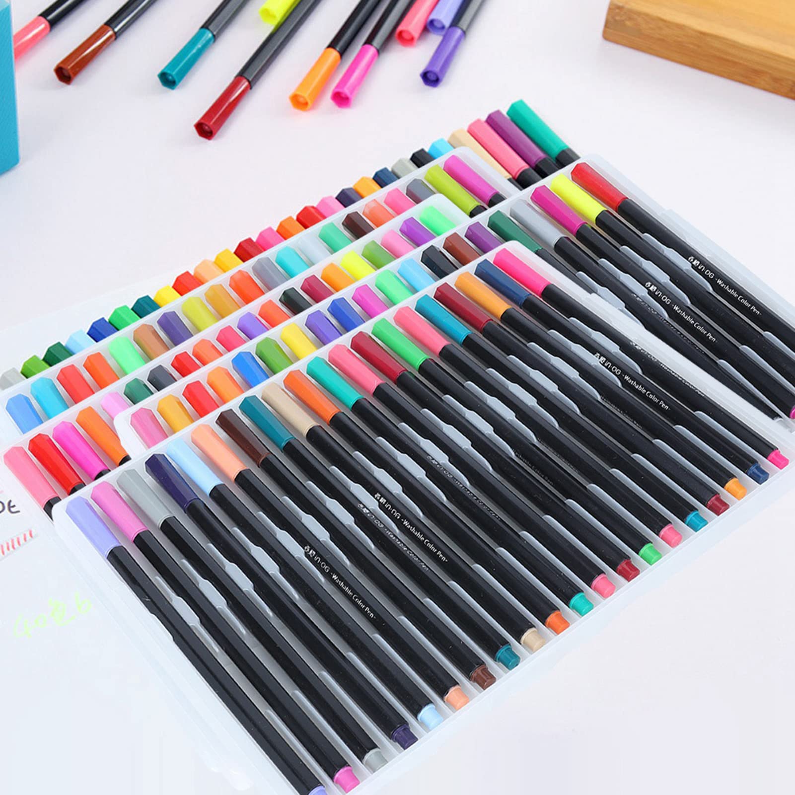Aquarell-Pinselstifte für Künstler, 48 Farben, verschiedene Farbtöne, sechseckiger Schaft, nasse Pinselspitze, großer Wasserausstoß, Schubladen-Aufbewahrungsbox, tragbar, (100 Farben)