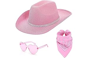 Chic Pink Cowgirl Hat Set with Heart Sunglasses and Bandana