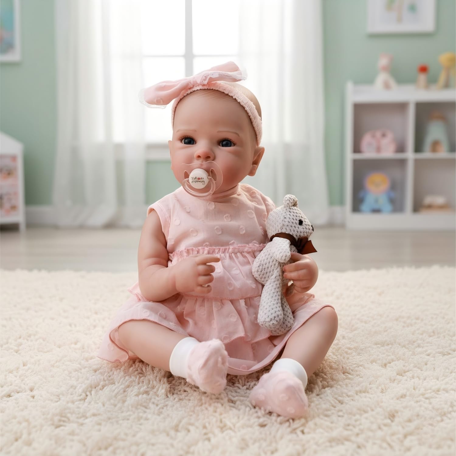 Pinky Reborn Dolls Full Body 18 inch 45 cm Lifelike Soft Vinyl Baby Girl Dolls Realistic Reborn Baby Doll Girl Toy with Anatomically Correct