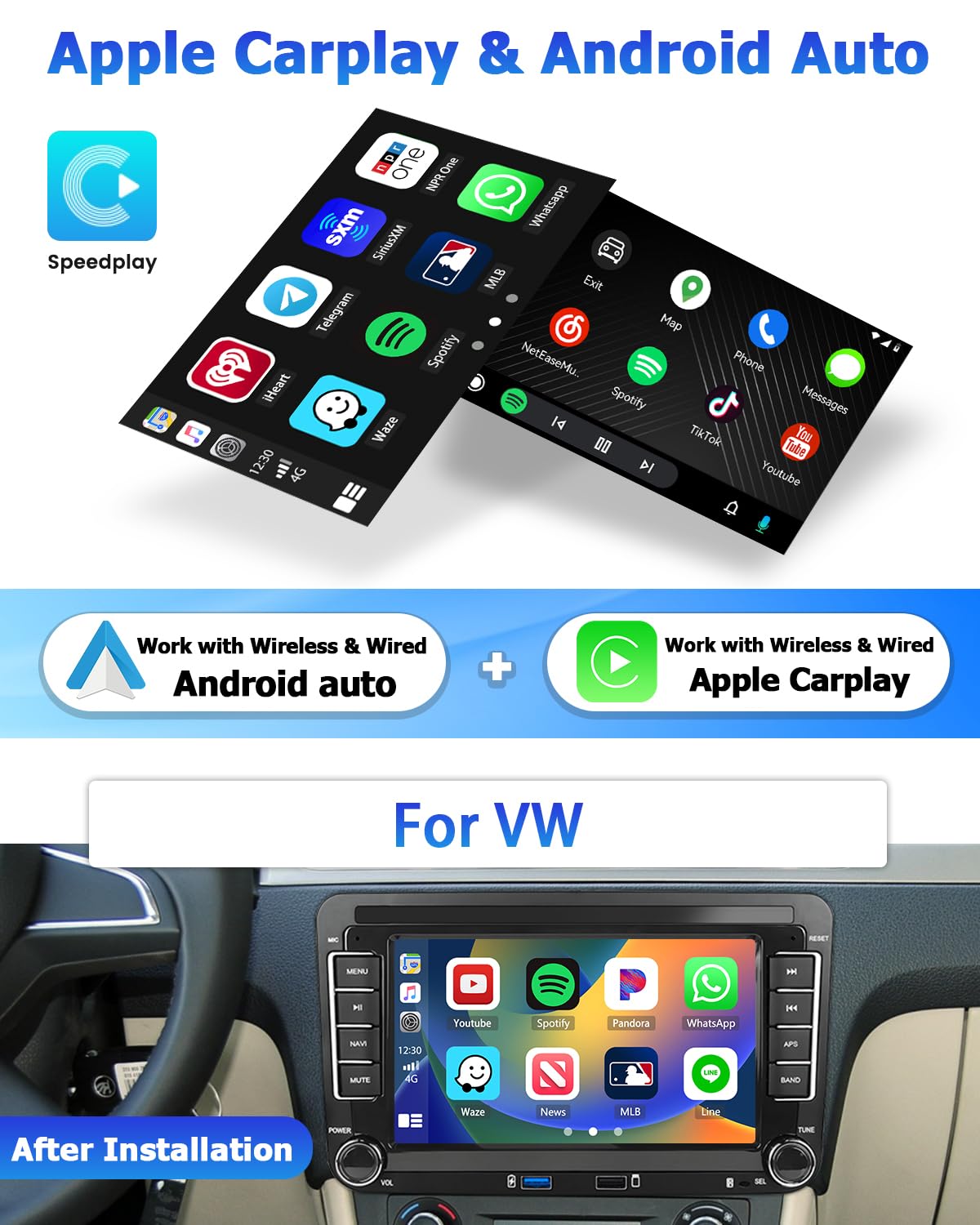 Autoradio Android 2 Din Hikity Per VW Golf 5/6 - 7 Pollici, CarPlay Wireless, Android Auto, RetroCamera - Foto 7