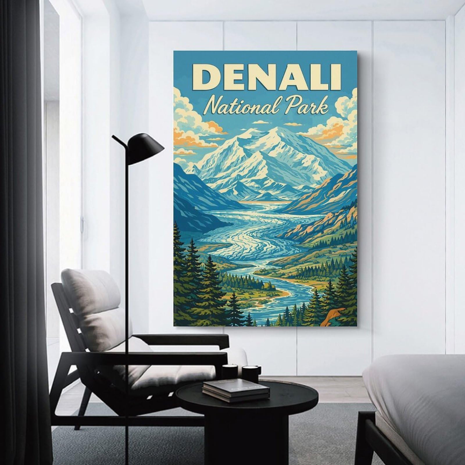 Junmoney Unframe-Style-8 Canvas Art Print Denali National Park Alaska Vintage Travel Poster – Alaska National Park Retro Landscape, 16X24inch(40X60cm), For Contemporary Homes, Apartments Or Offices, Decorative Canvas Decor Fo