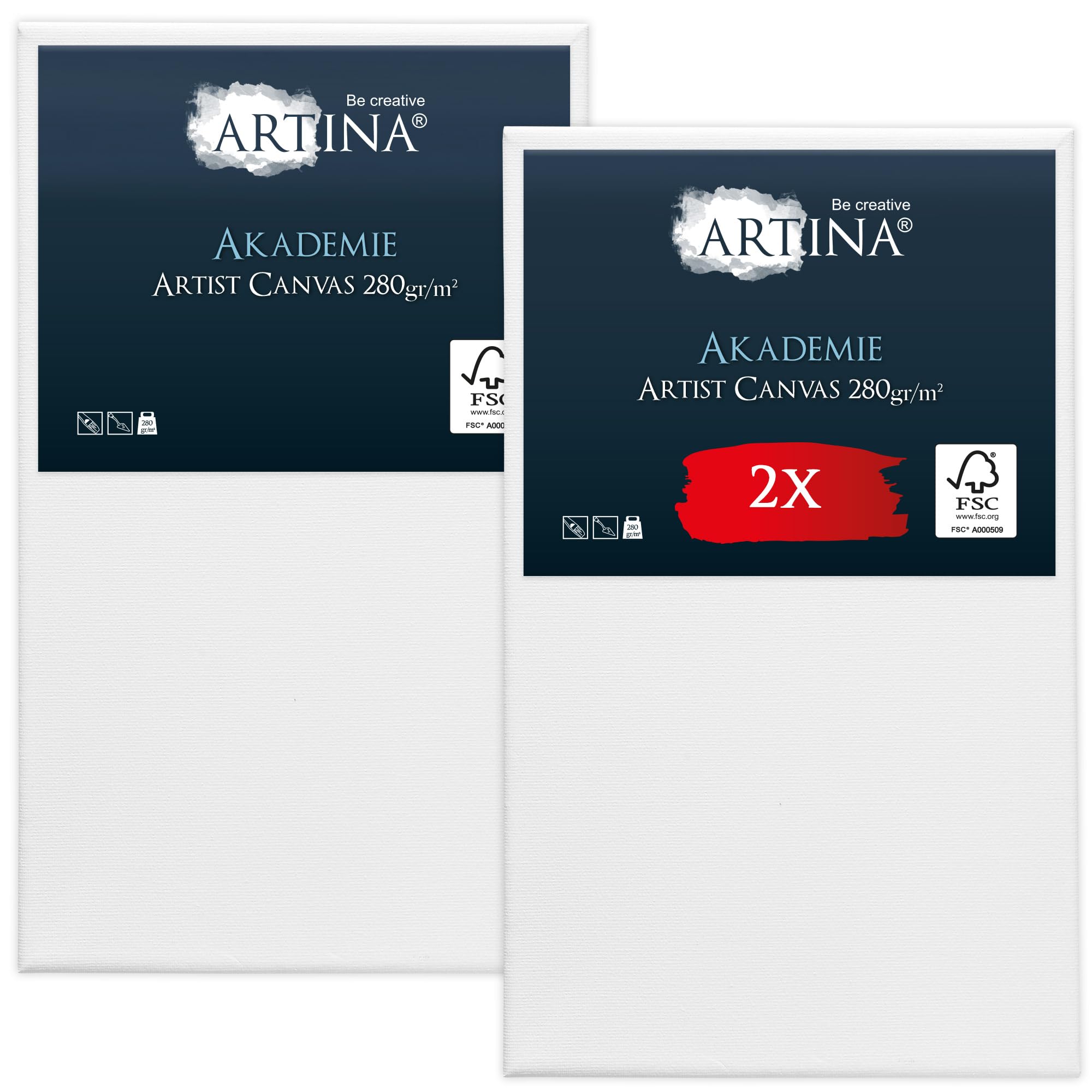 Tele Per Dipingere Su Telaio - 2 Pezzi 70x120 Cm, Cotone 280 G/m&sup2;, Doppio Primer, Con Cunei Di Tensionamento