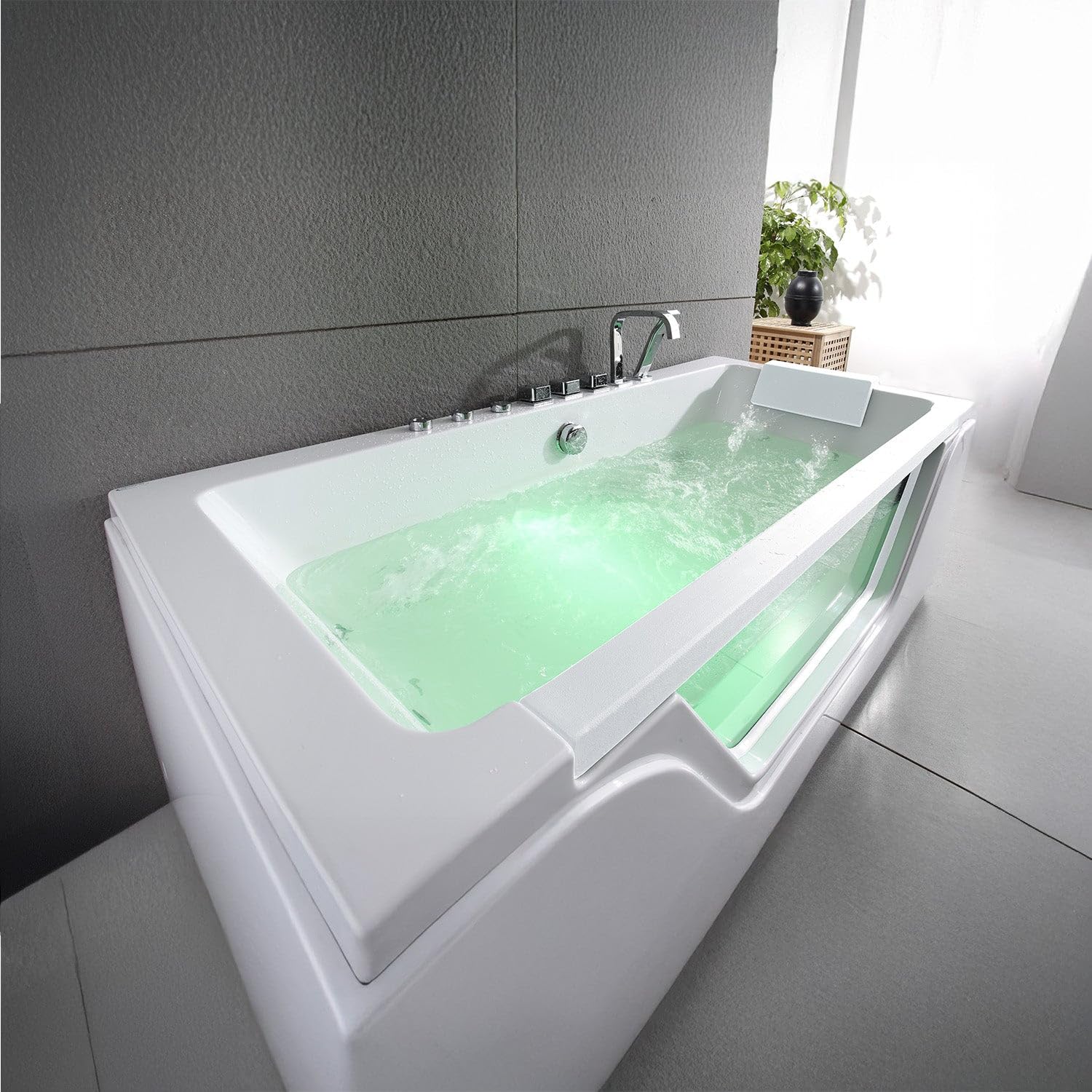 SPALINA Tahiti White Jets - Bañera de hidromasaje con Ojo de Buey L. 170 x l. 78 cm