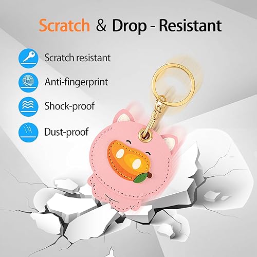 Miniatura 252 de Funda de cuero compatible con Apple AirTag, rastreador de llavero GPS Airtag con llavero, cubierta protectora antiarañazos para AirTag