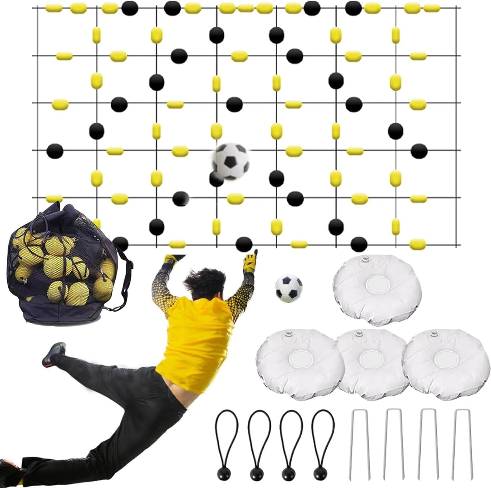 Eiwitany Pro Soccer Goalkeeper Training Gear -with Bounce Chain & Ball Deflector for Schools, Clubs, Teams - Boost Skills & Performance (2.8×2m)