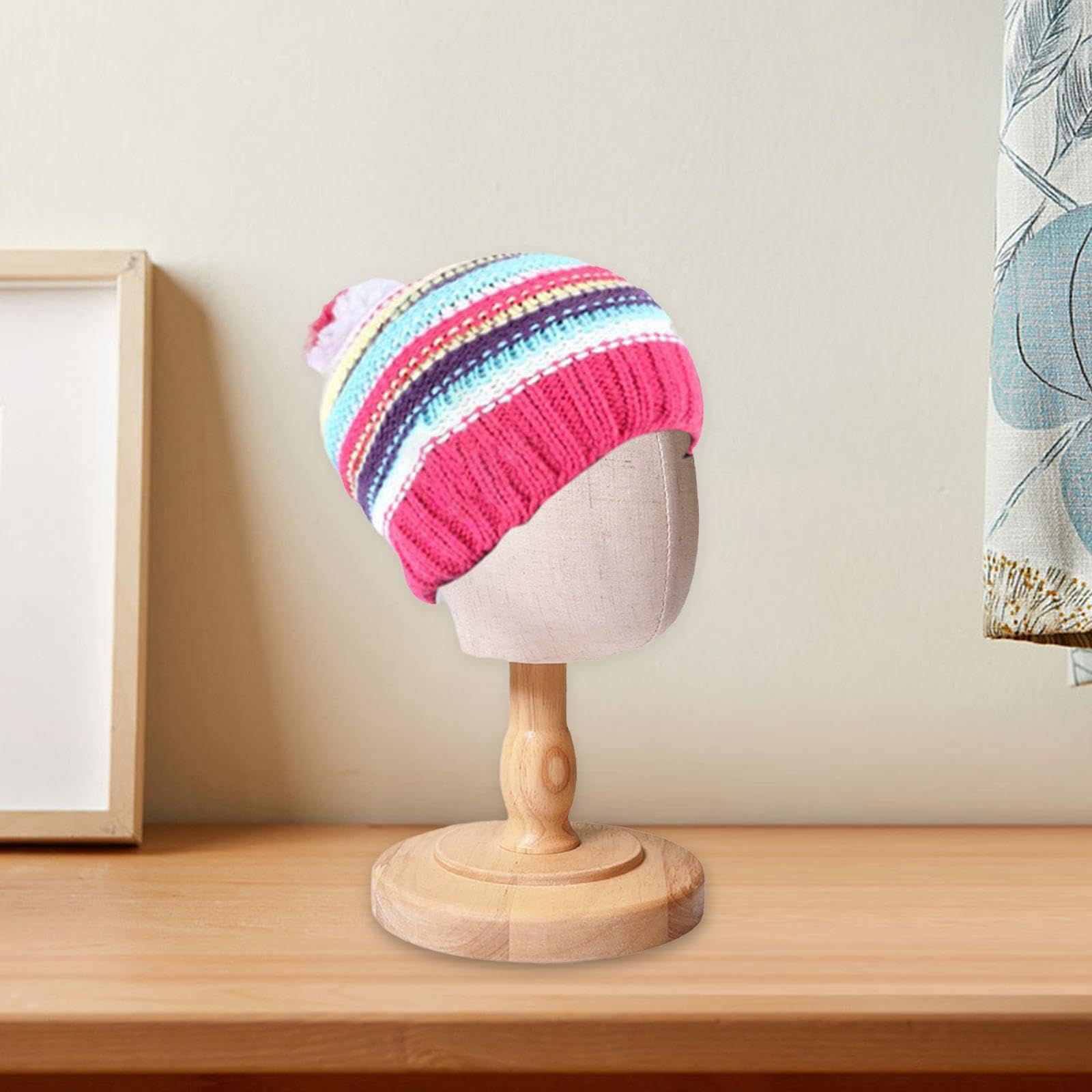 Supporto per Parrucca per Testa di Manichino per Bambini con Base in Legno Staccabile, Porta Cappelli per Salone, Uso Personale, Centro Commerciale, 46 cm