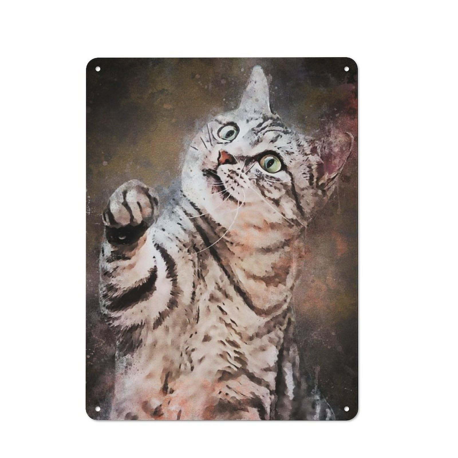 Junmoney Splatter Cute Cat Tin Wall Plaque 40X30cm With For Studio Or Craft Room, For Metal Sign Collectors, For Kitchen And Home Bar Decor