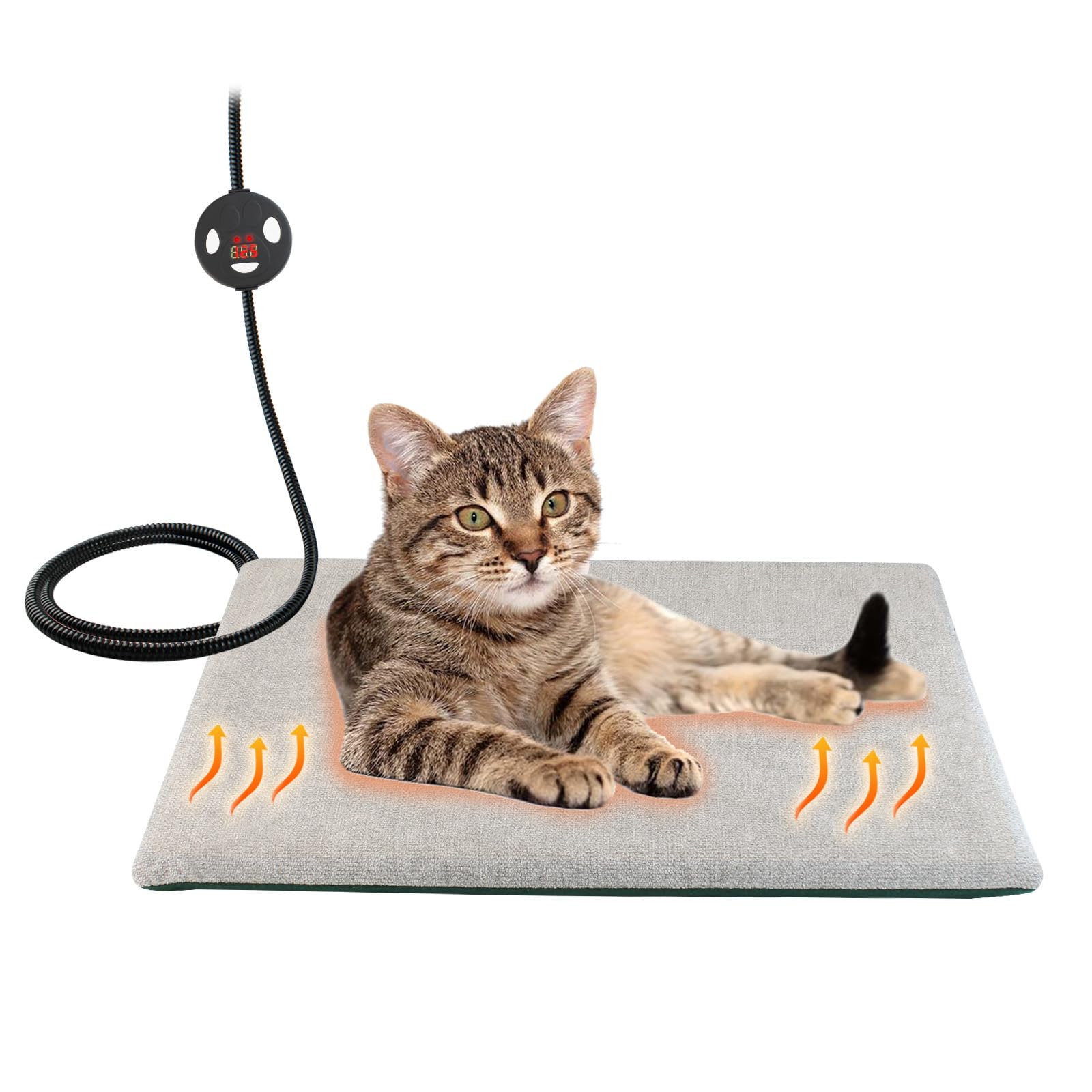 Enjoying Heizkissen für Katzen 40×29cm Elektrische Heizdecke für Haustiere 12-Stunden-Timer einstellbar 7-stufig einstellbare Temperatur Geeignet für Kleintiere zum Warmhalten im Winter