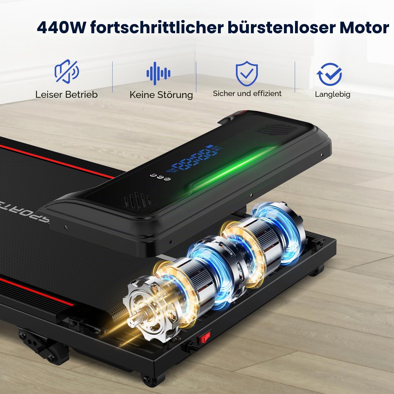 CITYSPORTS Laufband mit Steigung,Walking Pad mit 11 %–14 % Neigung,LED-Anzeige & Lichteffekt,1–6 km/h,Laufband für Zuhause Büro mit Fernbedienung